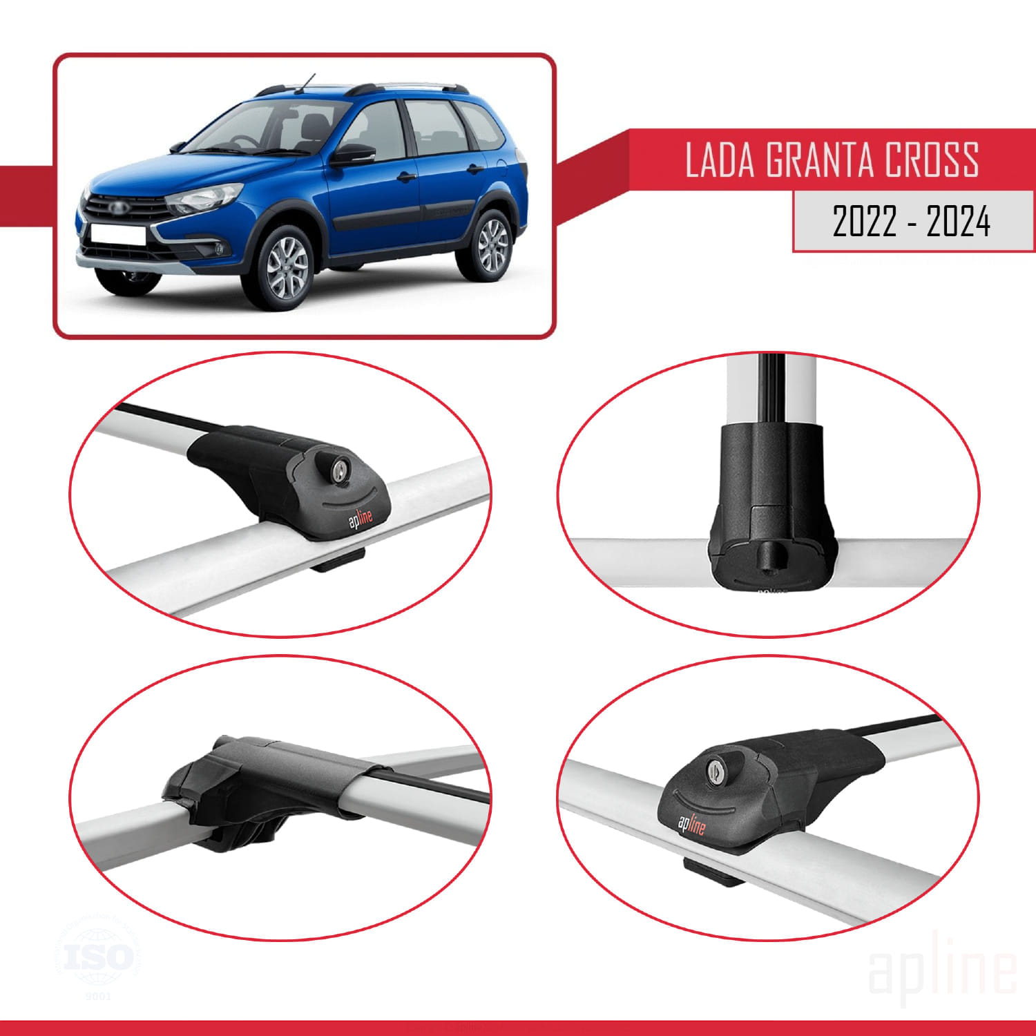 Lada Granta Cross 2019-2026 Arası ile Uyumlu ACE-1 Model Ara Atkı Tavan Barı Gri 3 Adet - Görsel 4