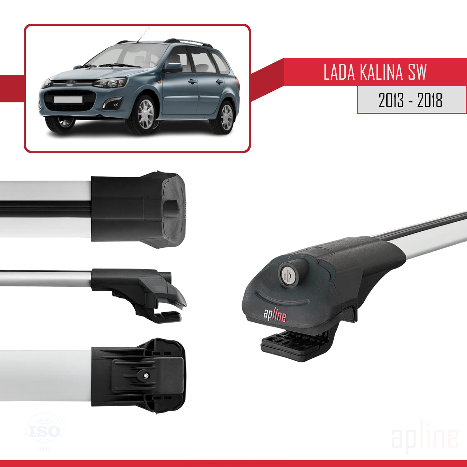 Lada Kalina 2 SW 2013-2018 Arası ile Uyumlu ACE-1 Model Ara Atkı Tavan Barı Gri 3 Adet - Görsel 3