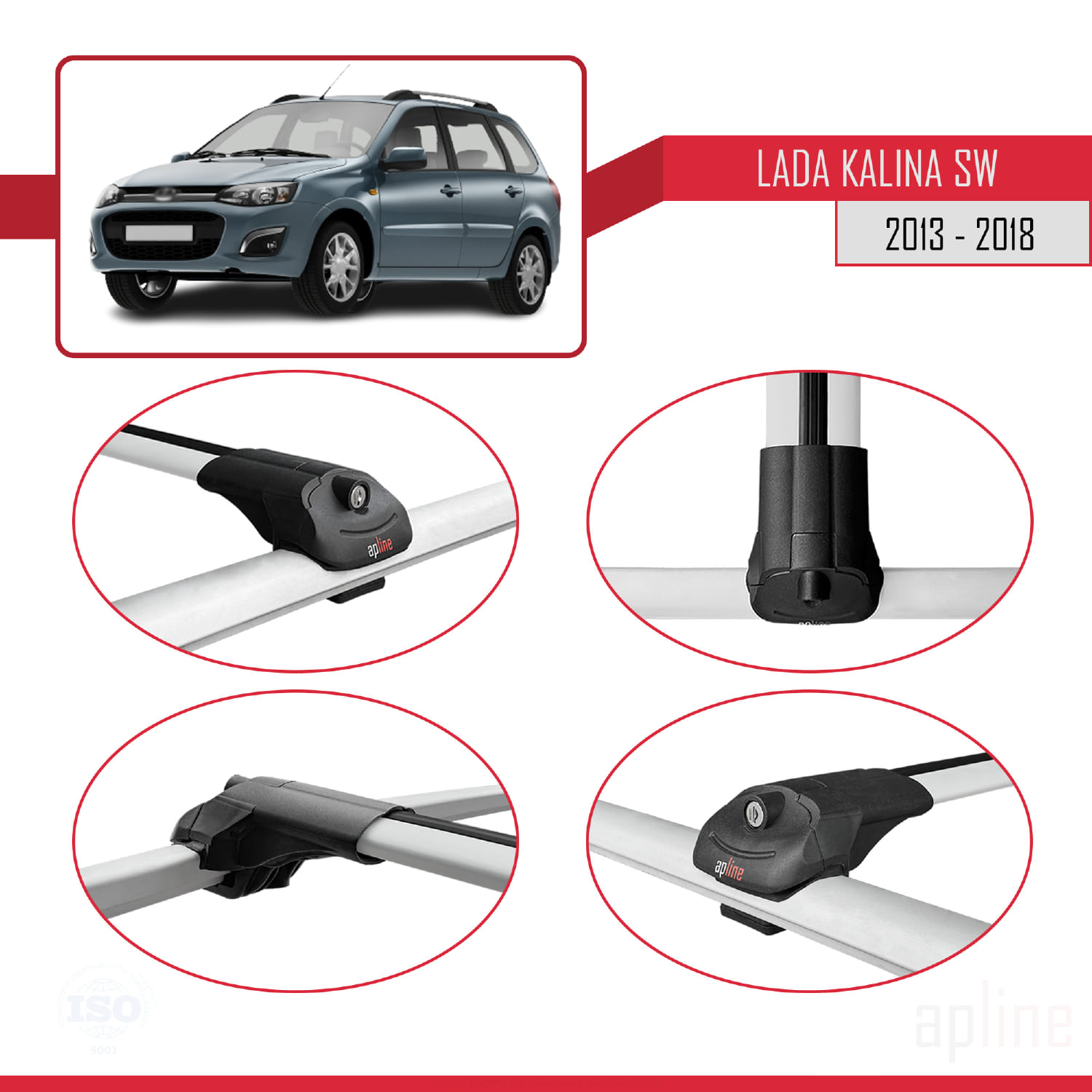Lada Kalina 2 SW 2013-2018 Arası ile Uyumlu ACE-1 Model Ara Atkı Tavan Barı Gri 3 Adet - Görsel 4