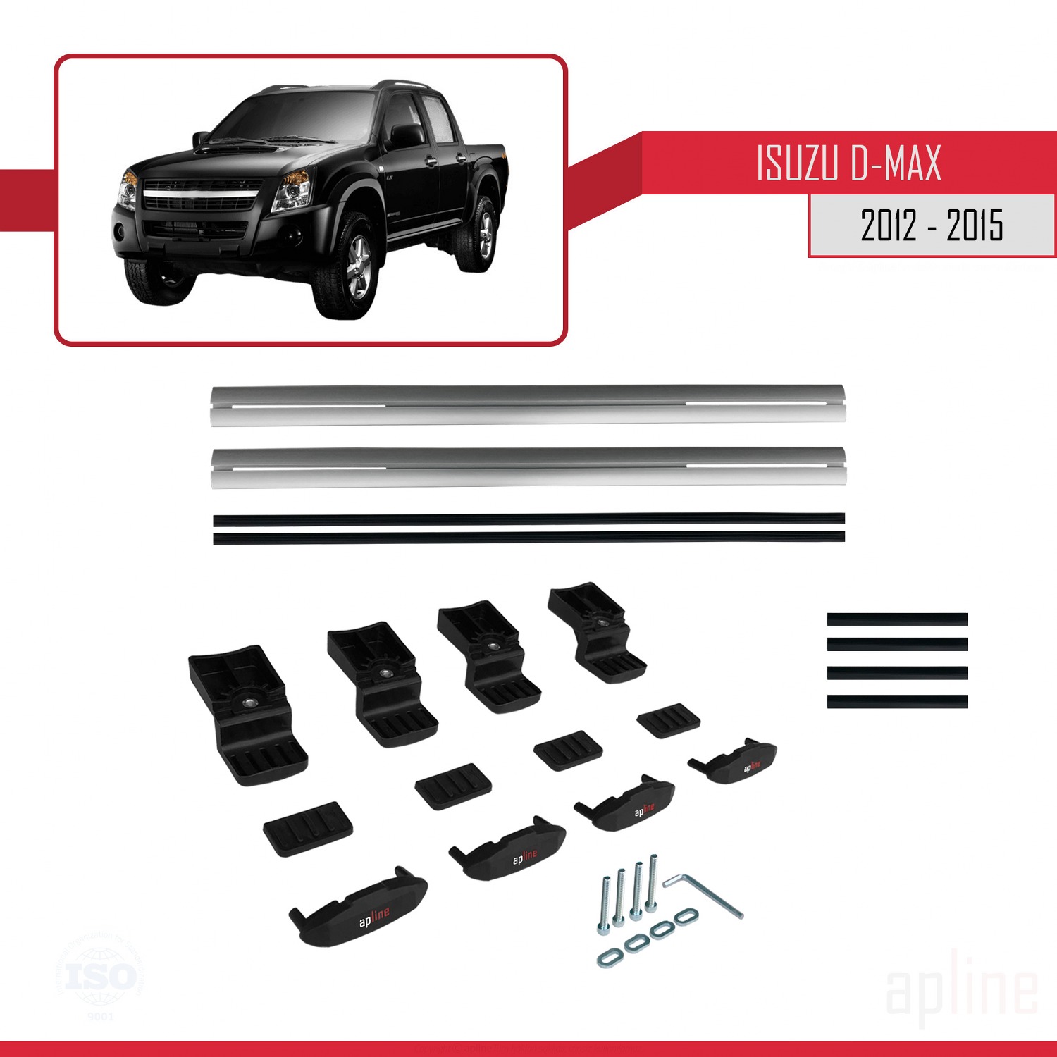 Isuzu D-Max 2 (RT50) Pre-Facelift 2012-2015 Arası ile Uyumlu BASIC Model Ara Atkı Tavan Barı Gri 2 Adet - Görsel 6