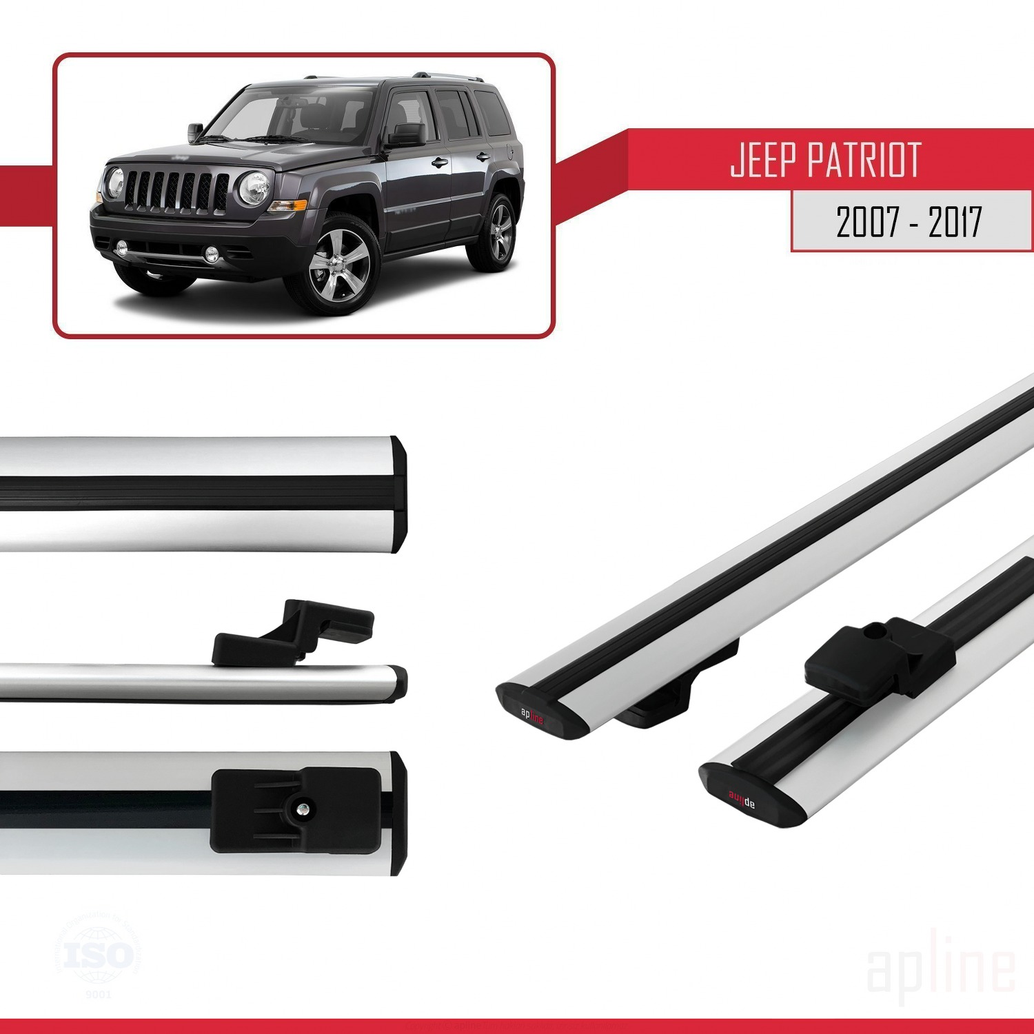 Jeep Patriot 2007-2017 Arası ile Uyumlu BASIC Model Ara Atkı Tavan Barı Gri 2 Adet - Görsel 3
