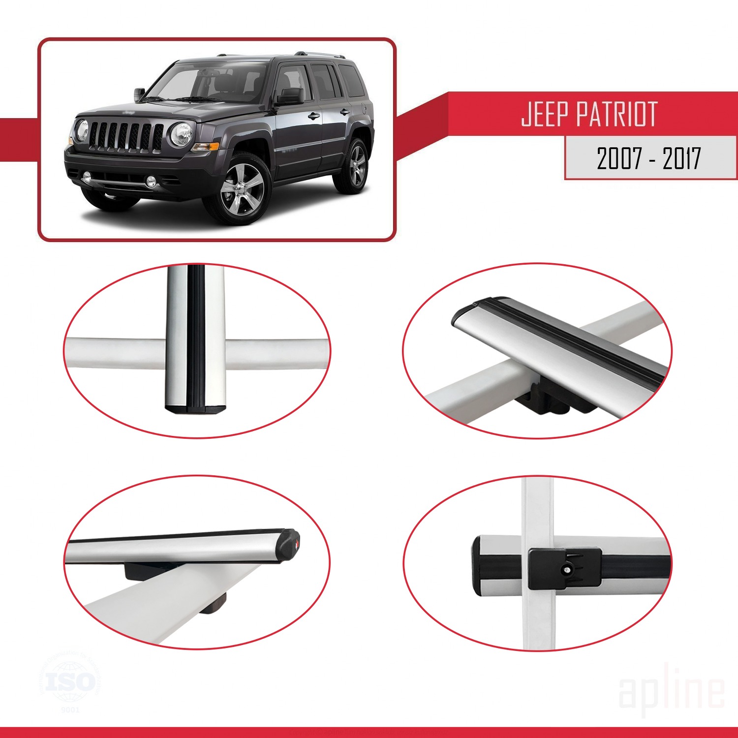 Jeep Patriot 2007-2017 Arası ile Uyumlu BASIC Model Ara Atkı Tavan Barı Gri 2 Adet - Görsel 4