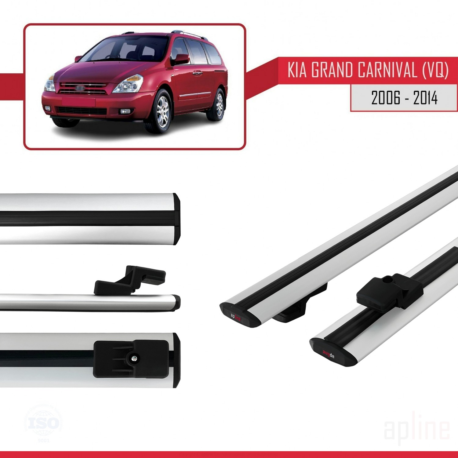 Kia Carnival 2 (VQ) 2006-2014 Arası ile Uyumlu BASIC Model Ara Atkı Tavan Barı Gri 2 Adet - Görsel 3