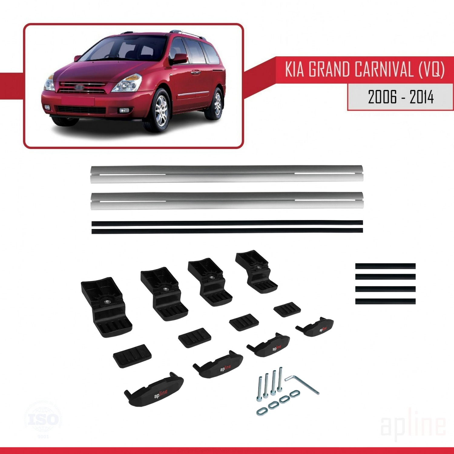 Kia Carnival 2 (VQ) 2006-2014 Arası ile Uyumlu BASIC Model Ara Atkı Tavan Barı Gri 2 Adet - Görsel 6