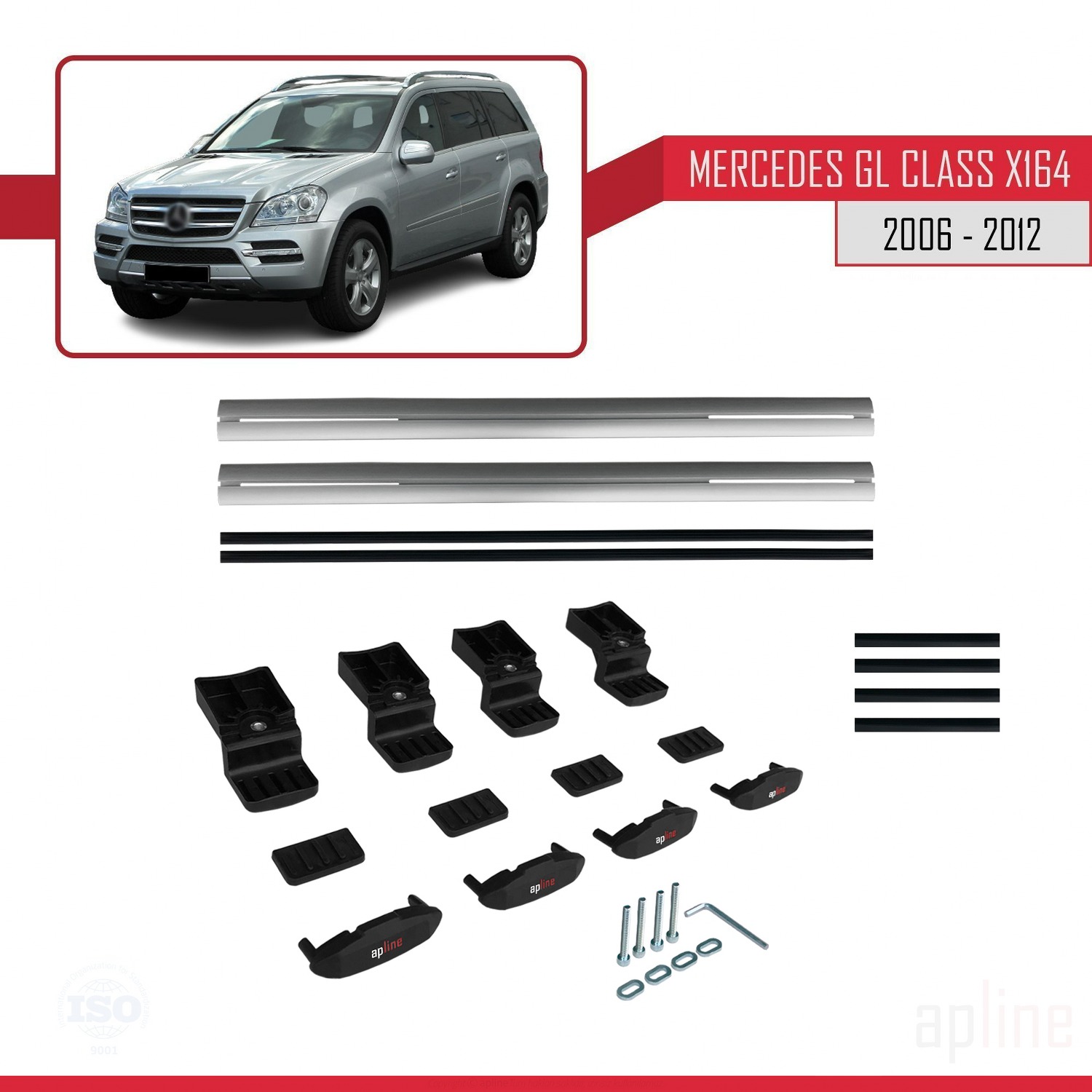 Mercedes GL Class (X164) 2006-2012 Arası ile Uyumlu BASIC Model Ara Atkı Tavan Barı Gri 2 Adet - Görsel 6