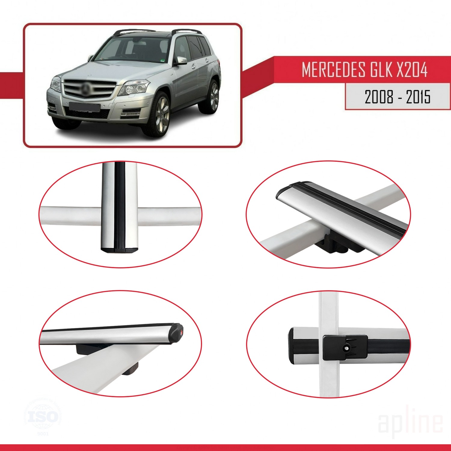 Mercedes GLK Class (X204) 2008-2015 Arası ile Uyumlu BASIC Model Ara Atkı Tavan Barı Gri 3 Adet - Görsel 4