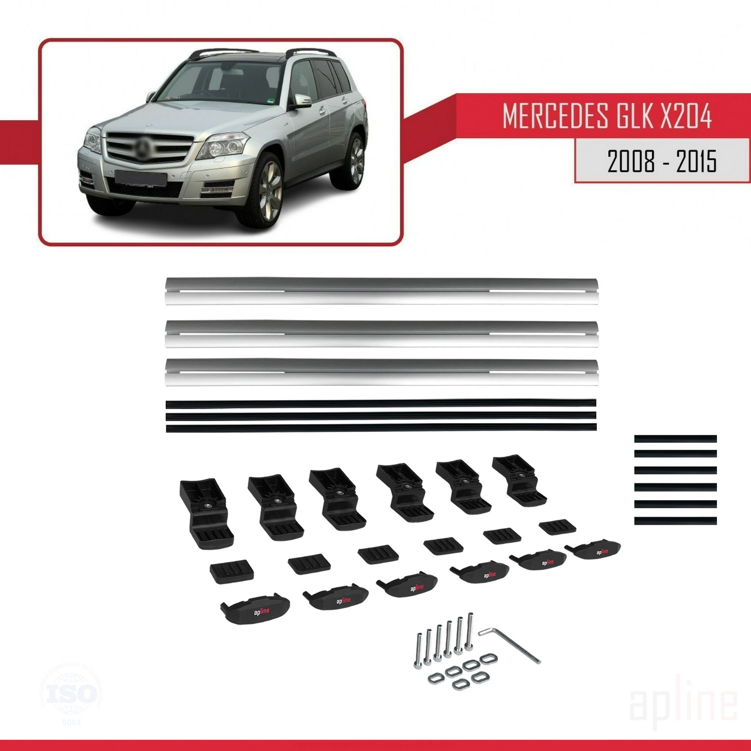 Mercedes GLK Class (X204) 2008-2015 Arası ile Uyumlu BASIC Model Ara Atkı Tavan Barı Gri 3 Adet - Görsel 6