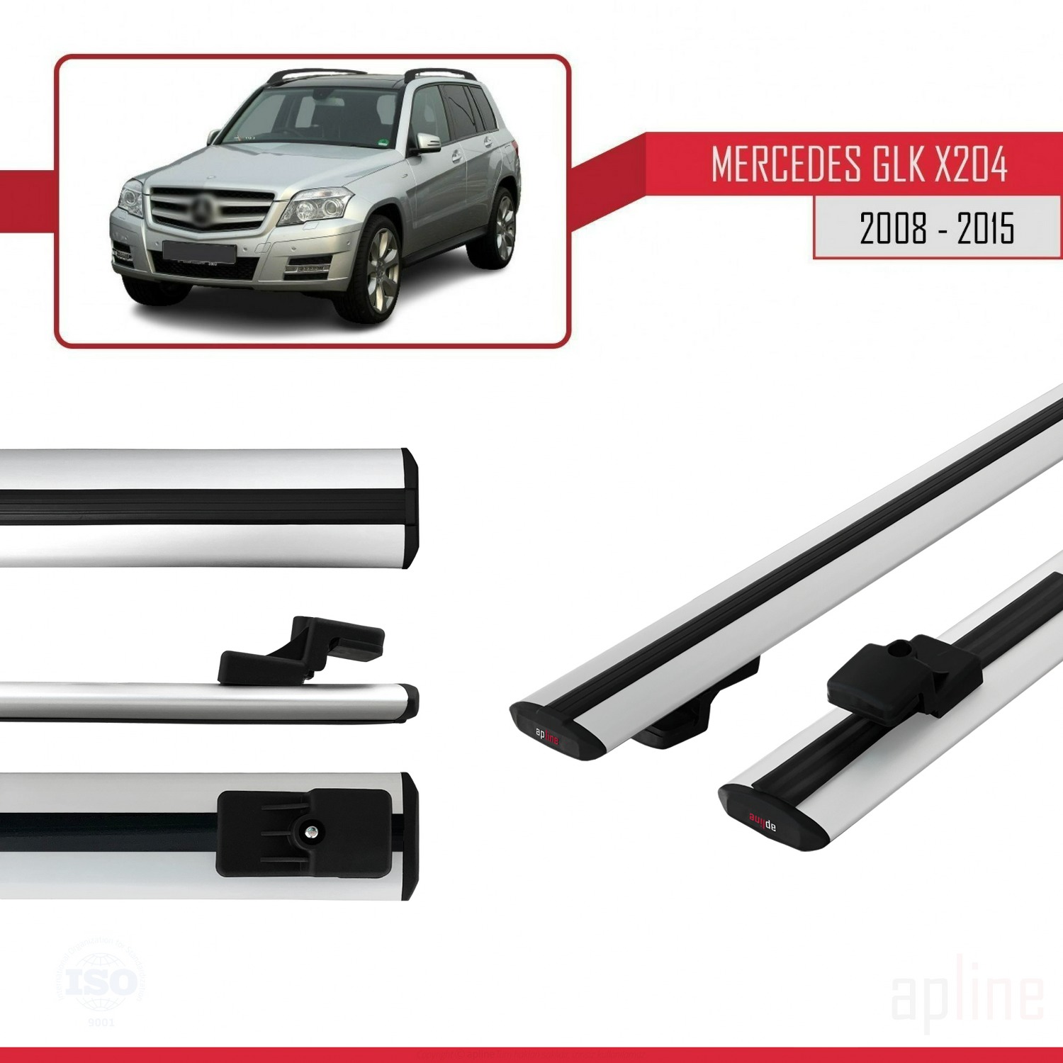 Mercedes GLK Class (X204) 2008-2015 Arası ile Uyumlu BASIC Model Ara Atkı Tavan Barı Gri 2 Adet - Görsel 3