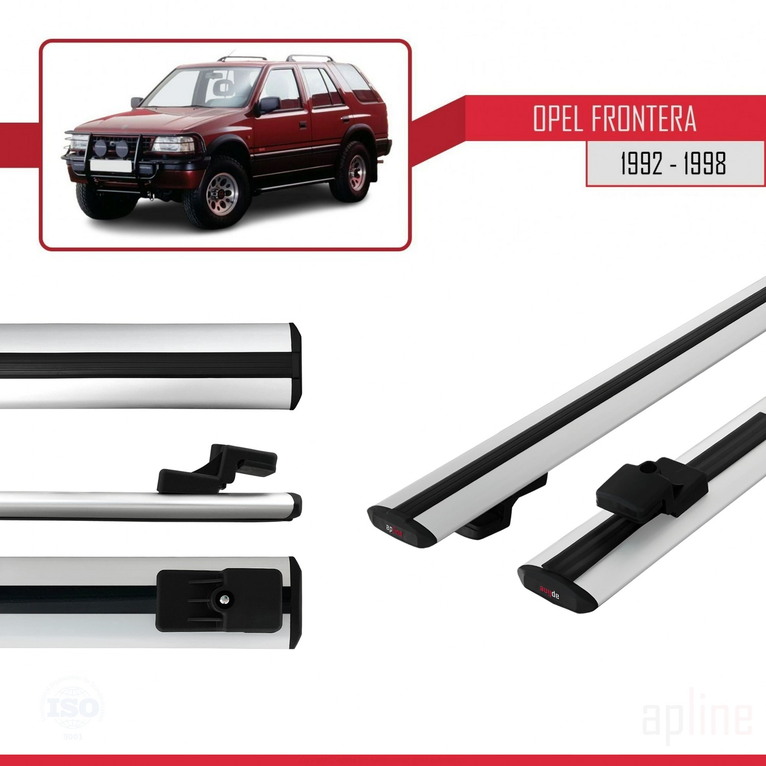 Opel Frontera 1992-1998 Arası ile Uyumlu BASIC Model Ara Atkı Tavan Barı Gri 2 Adet - Görsel 3