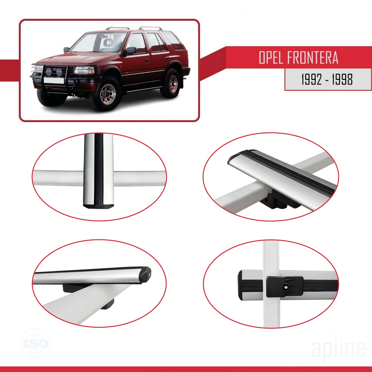 Opel Frontera 1992-1998 Arası ile Uyumlu BASIC Model Ara Atkı Tavan Barı Gri 2 Adet - Görsel 4