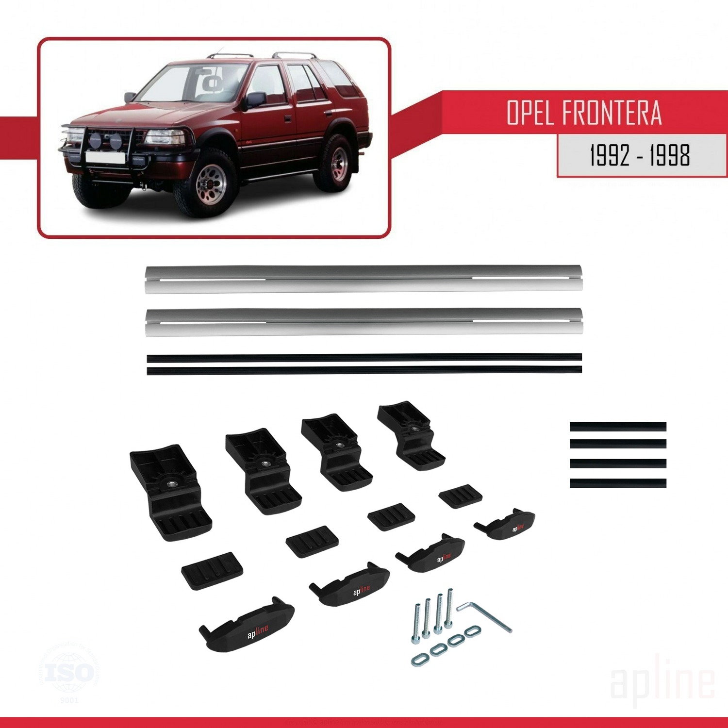 Opel Frontera 1992-1998 Arası ile Uyumlu BASIC Model Ara Atkı Tavan Barı Gri 2 Adet - Görsel 6