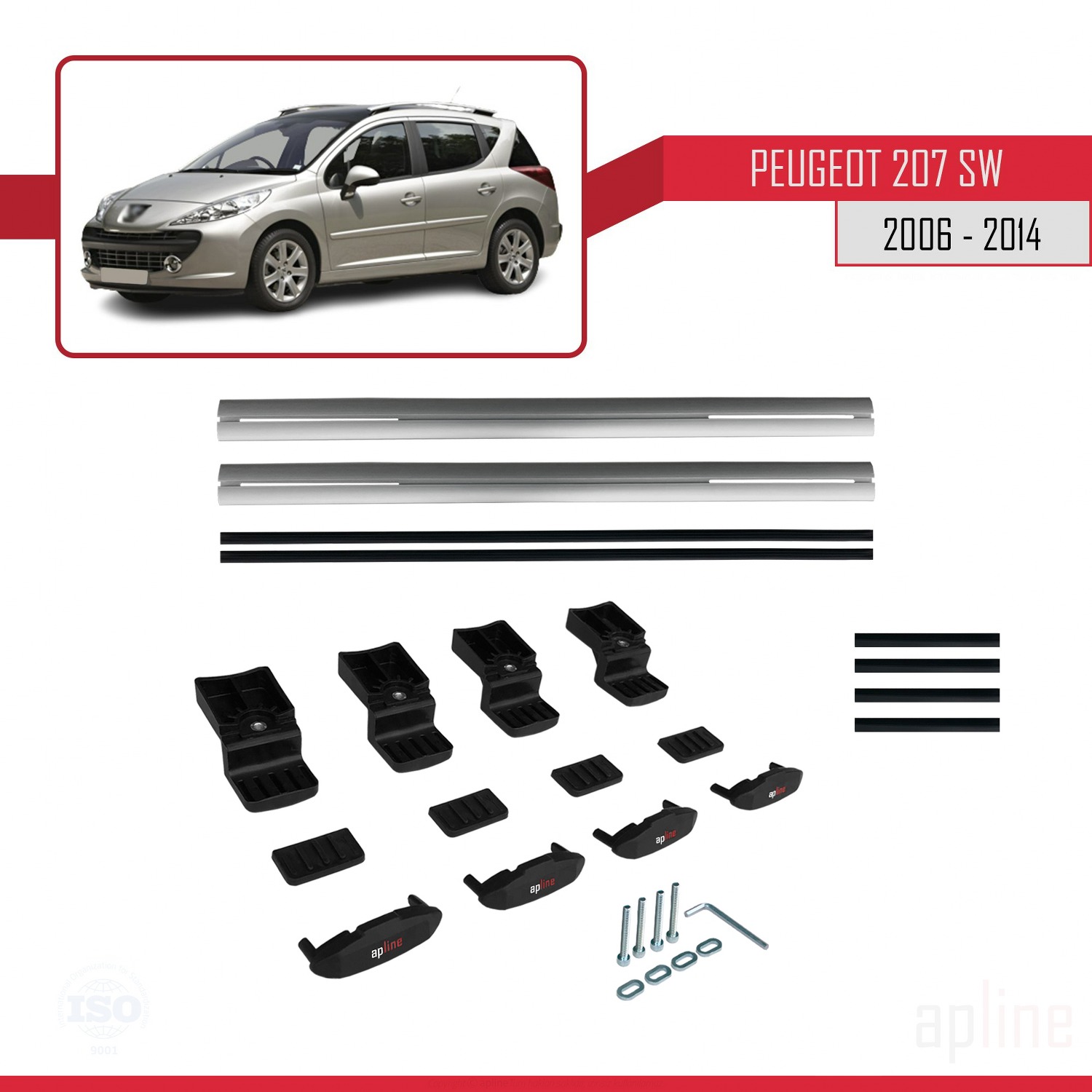 Peugeot 207 SW 2006-2014 Arası ile Uyumlu BASIC Model Ara Atkı Tavan Barı Gri 2 Adet - Görsel 6
