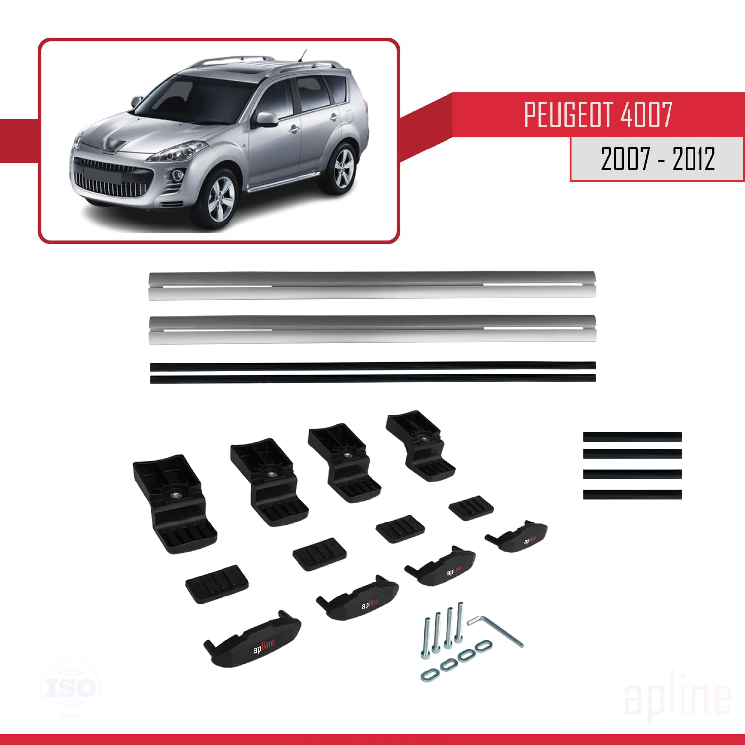 Peugeot 4007 2007-2012 Arası ile Uyumlu BASIC Model Ara Atkı Tavan Barı Gri 2 Adet - Görsel 6