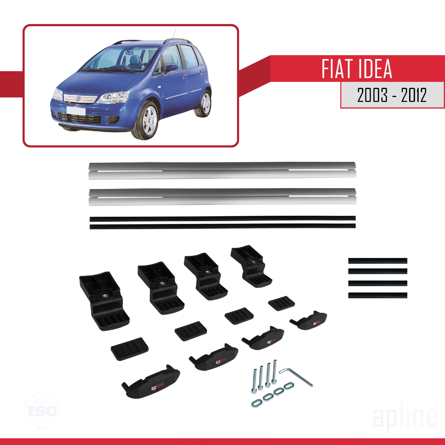 Fiat Idea 2003-2012 Arası ile Uyumlu BASIC Model Ara Atkı Tavan Barı Gri 2 Adet - Görsel 6