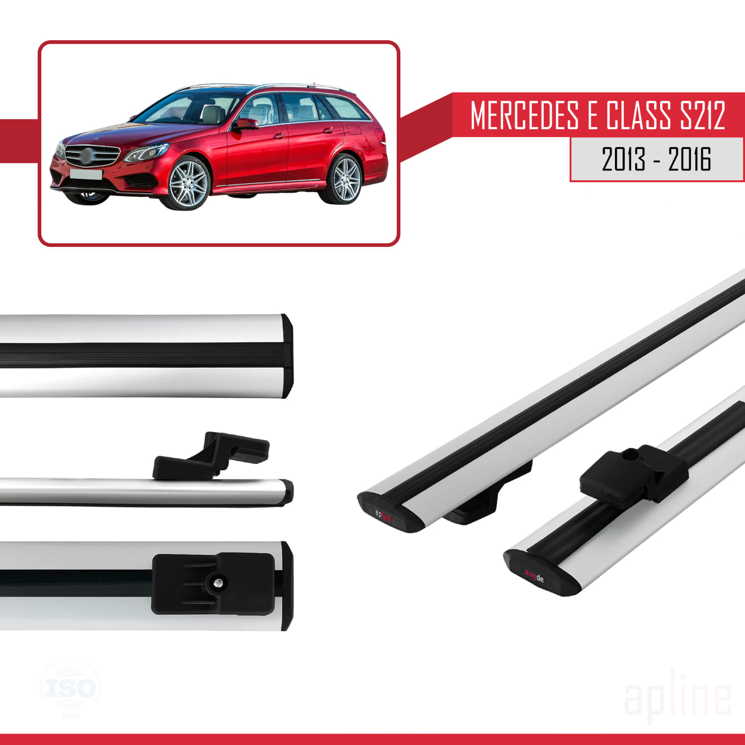 Mercedes E Class S212 2013-2016 Arası ile Uyumlu BASIC Model Ara Atkı Tavan Barı Gri 2 Adet - Görsel 3