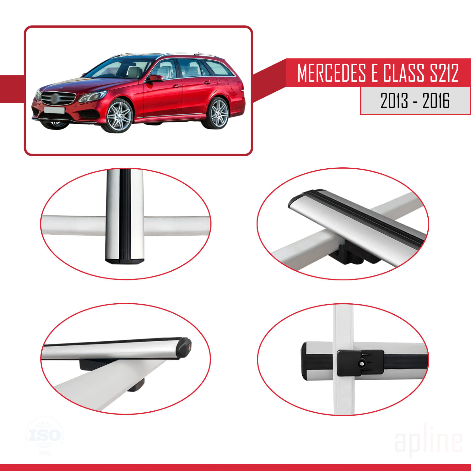 Mercedes E Class S212 2013-2016 Arası ile Uyumlu BASIC Model Ara Atkı Tavan Barı Gri 2 Adet - Görsel 4