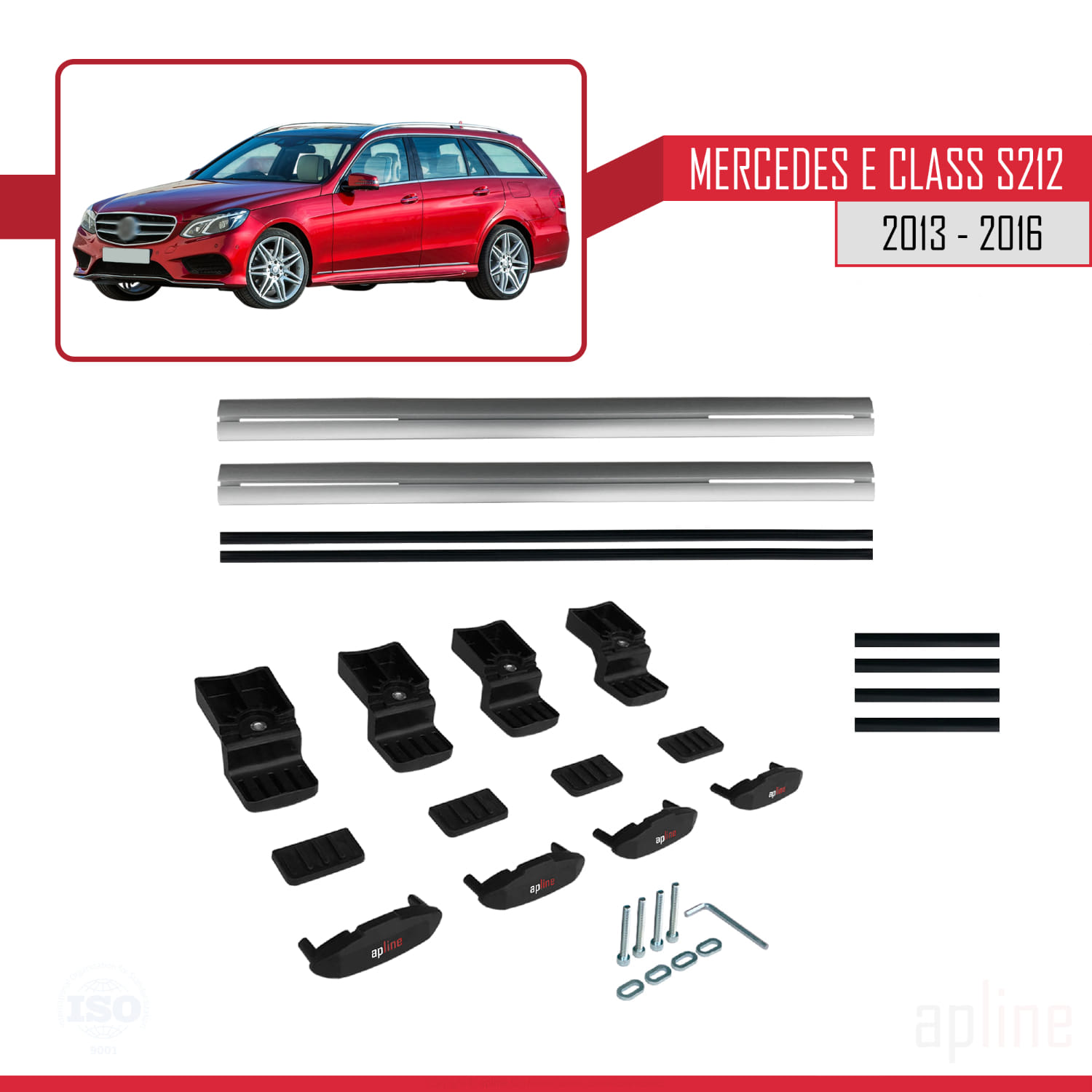 Mercedes E Class S212 2013-2016 Arası ile Uyumlu BASIC Model Ara Atkı Tavan Barı Gri 2 Adet - Görsel 6