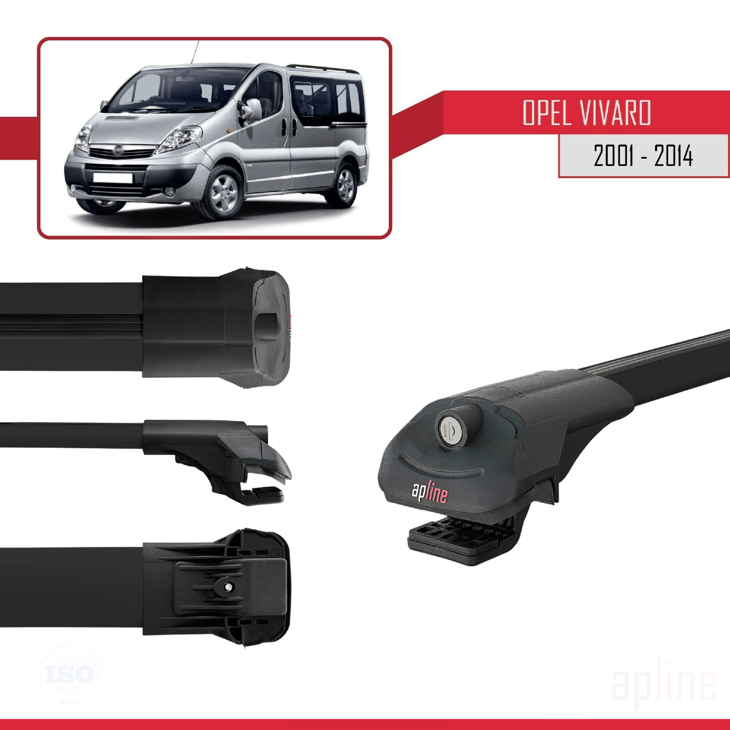 Opel Vivaro A (X83) 2001-2014 Arası ile Uyumlu ACE-1 Model Ara Atkı Tavan Barı Siyah 4 Adet - Görsel 3