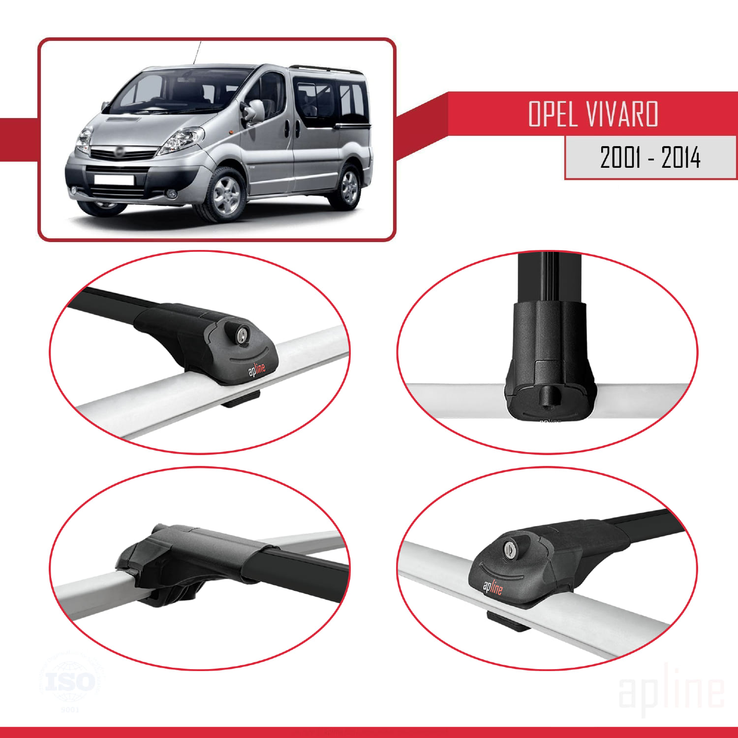 Opel Vivaro A (X83) 2001-2014 Arası ile Uyumlu ACE-1 Model Ara Atkı Tavan Barı Siyah 4 Adet - Görsel 4