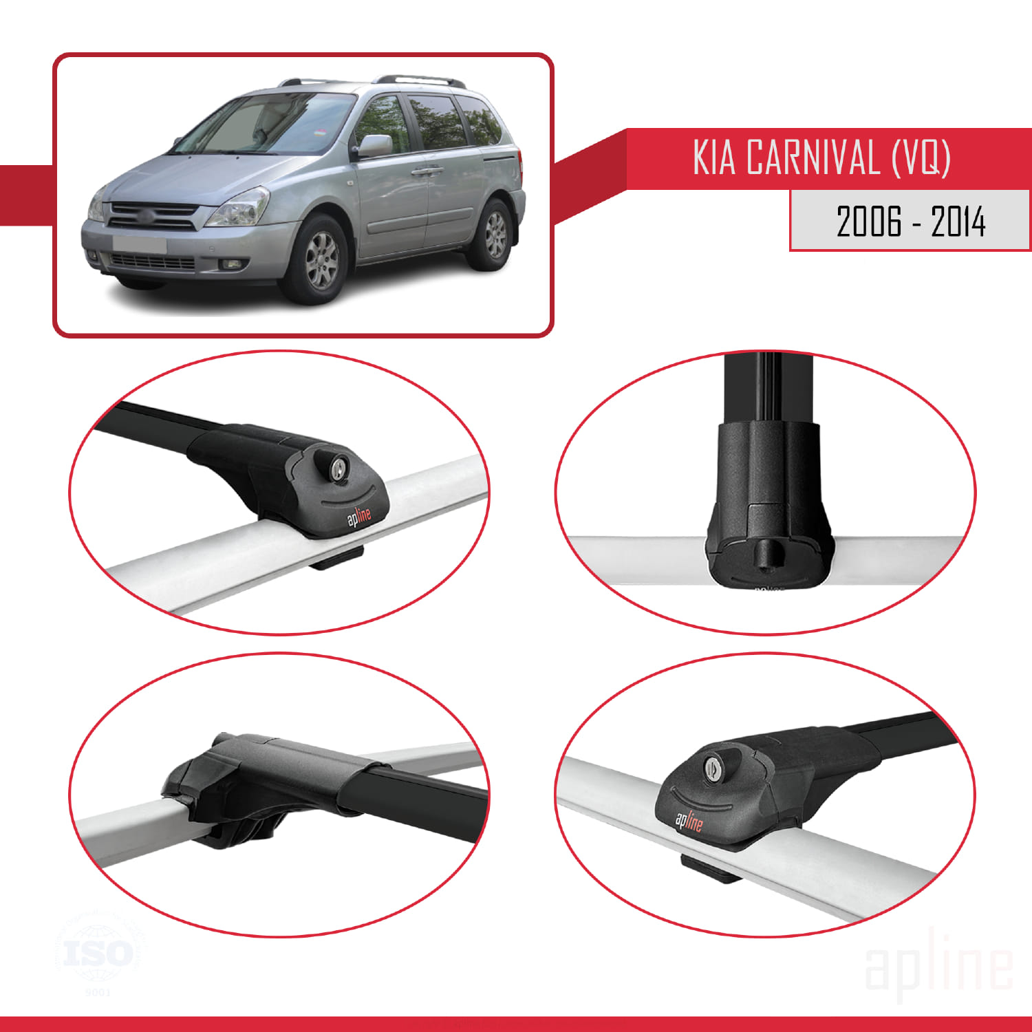 Kia Carnival 2 (VQ) 2006-2014 Arası ile Uyumlu ACE-1 Model Ara Atkı Tavan Barı Siyah 3 Adet - Görsel 4