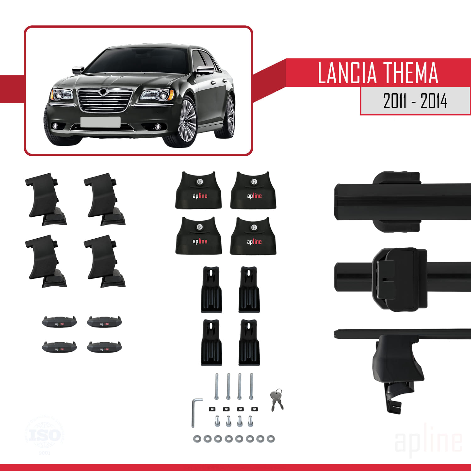 Lancia Thema 2 2011-2014 Arası ile Uyumlu ACE-4 Ara Atkı Tavan Barı Siyah 2 Adet - Görsel 5