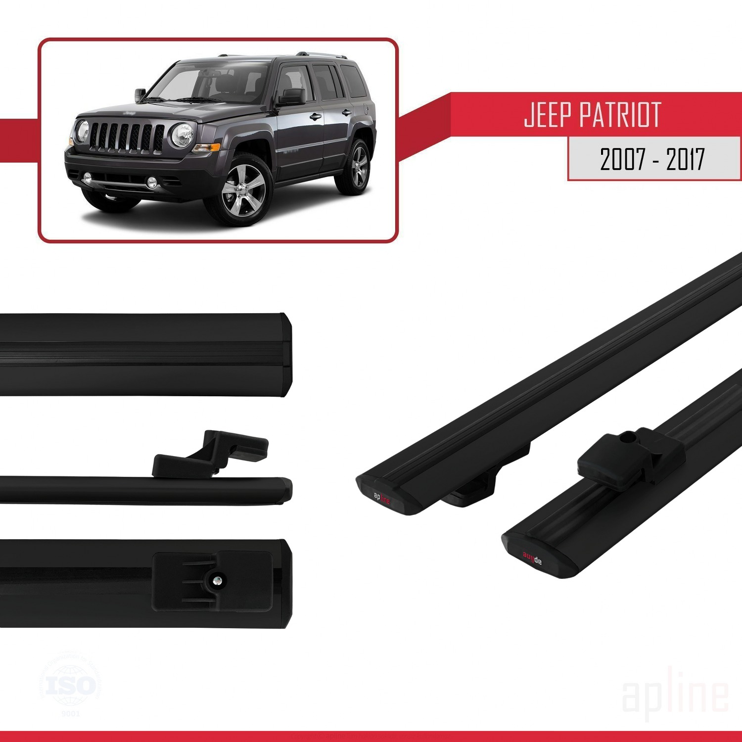 Jeep Patriot 2007-2017 Arası ile Uyumlu BASIC Model Ara Atkı Tavan Barı Siyah 2 Adet - Görsel 3
