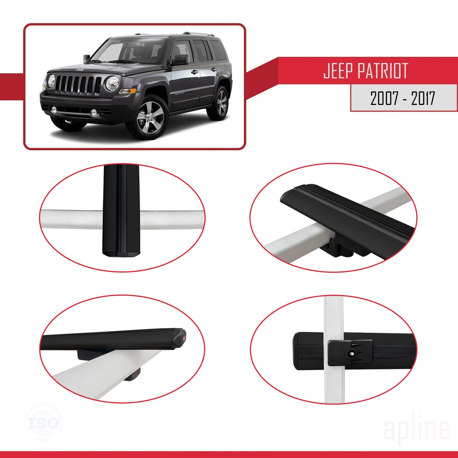 Jeep Patriot 2007-2017 Arası ile Uyumlu BASIC Model Ara Atkı Tavan Barı Siyah 2 Adet - Görsel 4