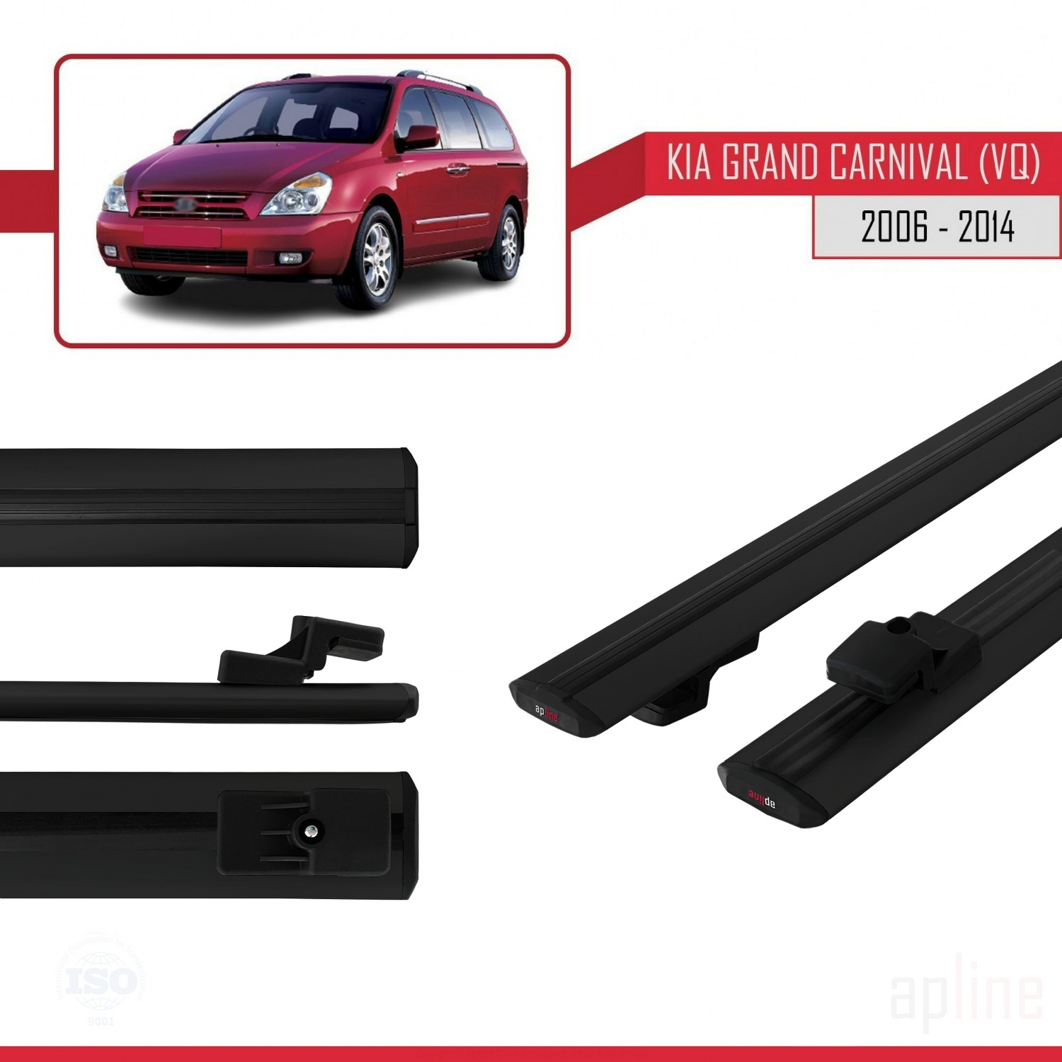 Kia Carnival 2 (VQ) 2006-2014 Arası ile Uyumlu BASIC Model Ara Atkı Tavan Barı Siyah 2 Adet - Görsel 3