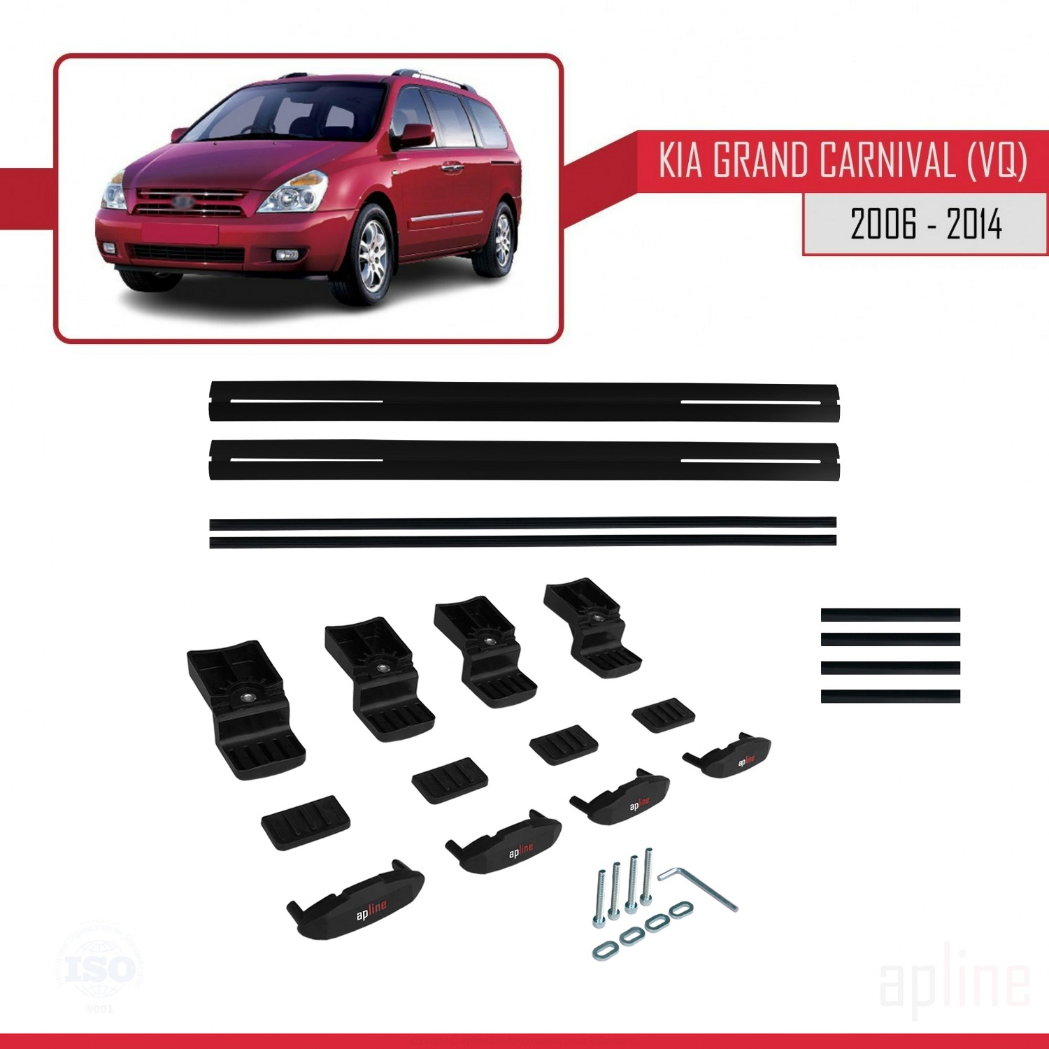 Kia Carnival 2 (VQ) 2006-2014 Arası ile Uyumlu BASIC Model Ara Atkı Tavan Barı Siyah 2 Adet - Görsel 6