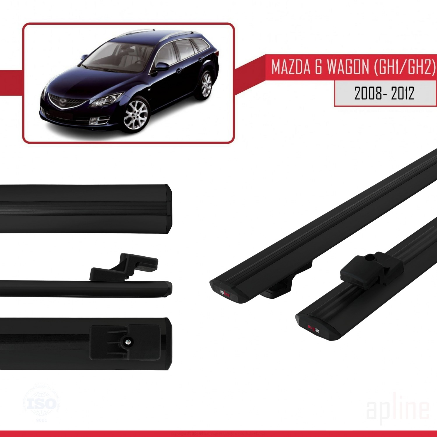 Mazda 6 II (GZ) Wagon 2008-2012 Arası ile Uyumlu BASIC Model Ara Atkı Tavan Barı Siyah 2 Adet - Görsel 3