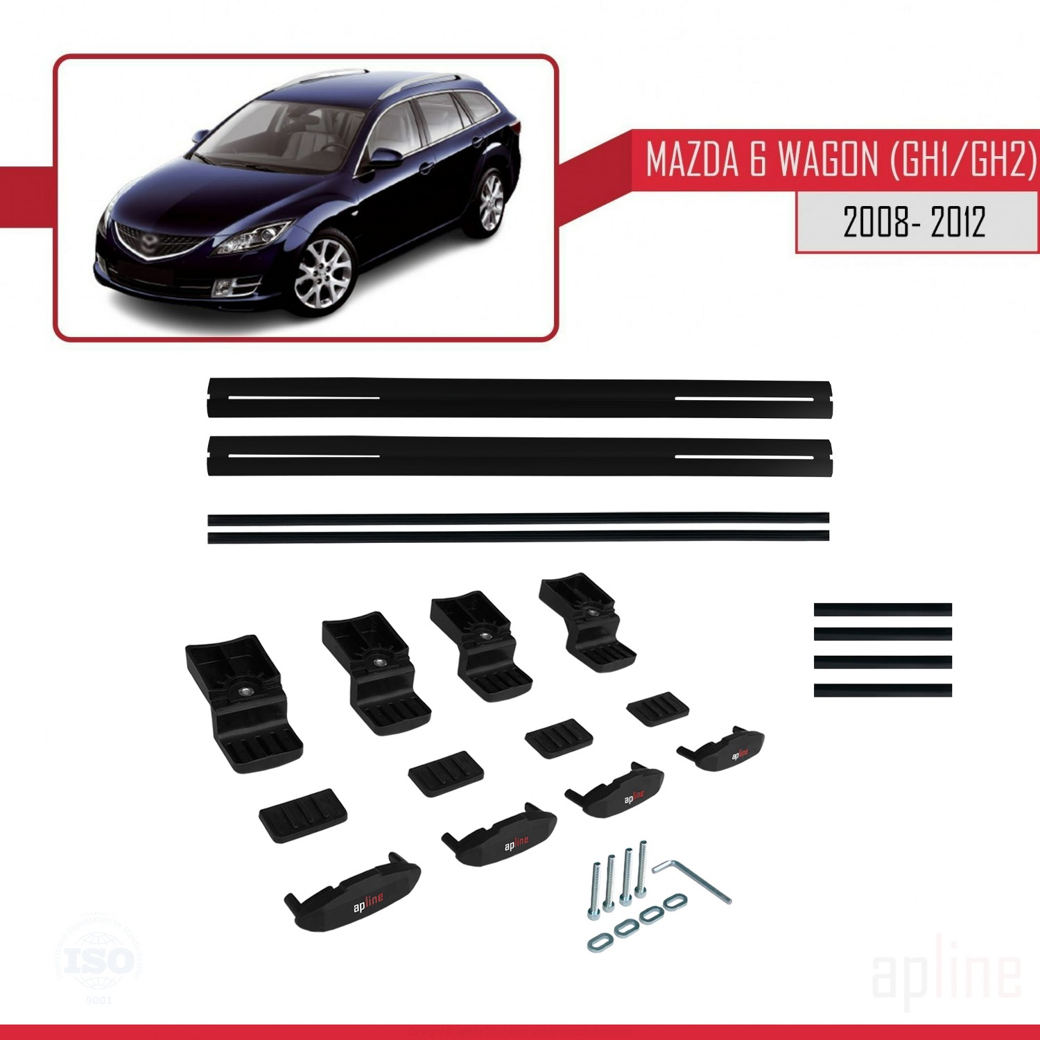 Mazda 6 II (GZ) Wagon 2008-2012 Arası ile Uyumlu BASIC Model Ara Atkı Tavan Barı Siyah 2 Adet - Görsel 6