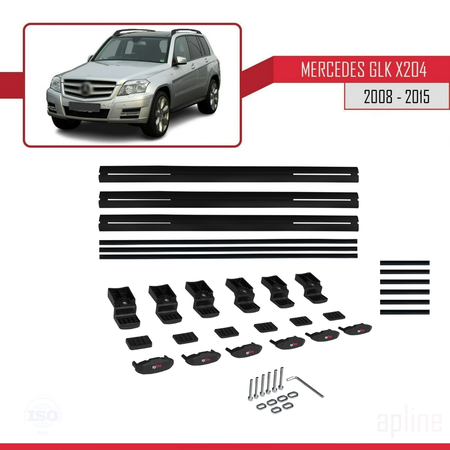 Mercedes GLK Class (X204) 2008-2015 Arası ile Uyumlu BASIC Model Ara Atkı Tavan Barı Siyah 3 Adet - Görsel 6
