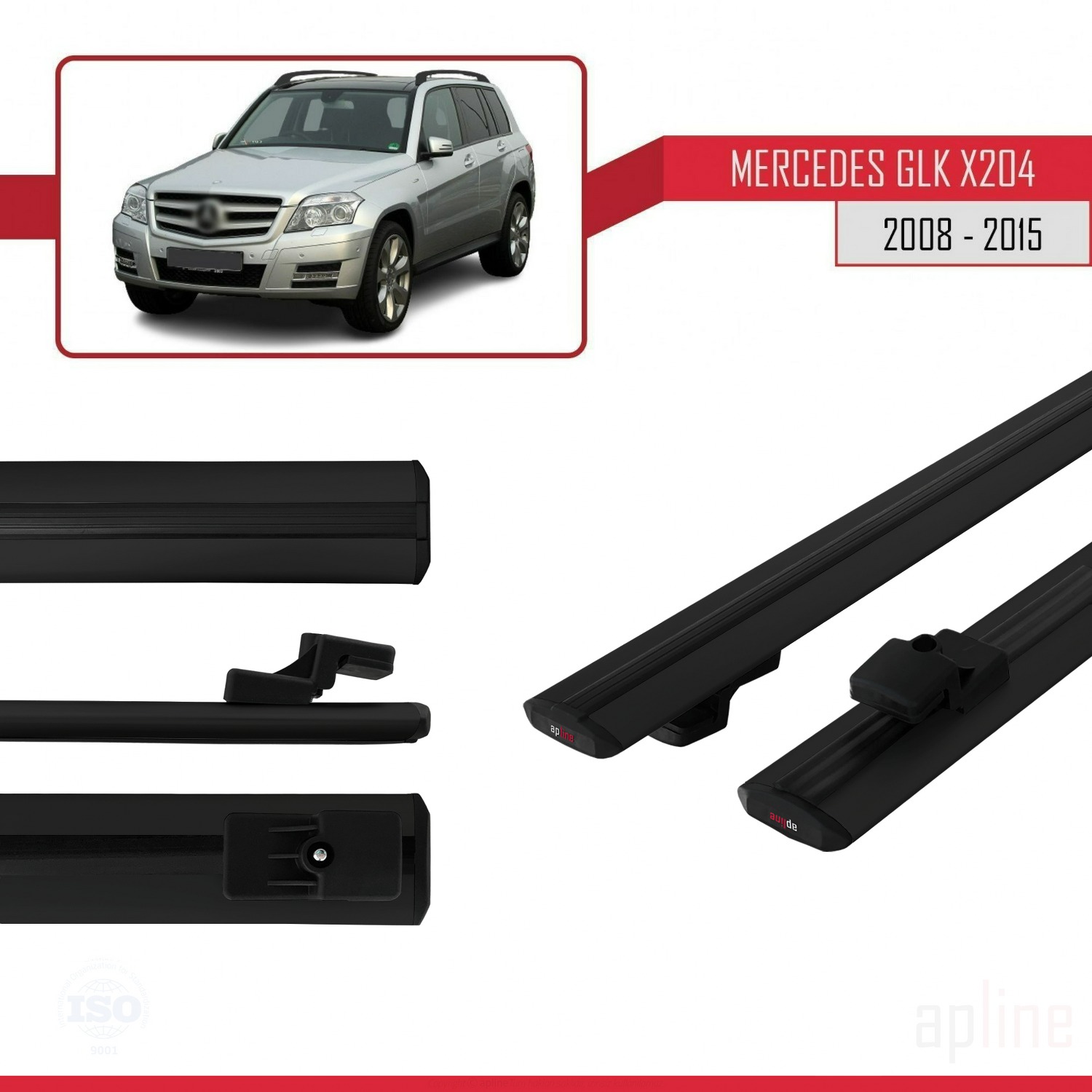 Mercedes GLK Class (X204) 2008-2015 Arası ile Uyumlu BASIC Model Ara Atkı Tavan Barı Siyah 2 Adet - Görsel 3