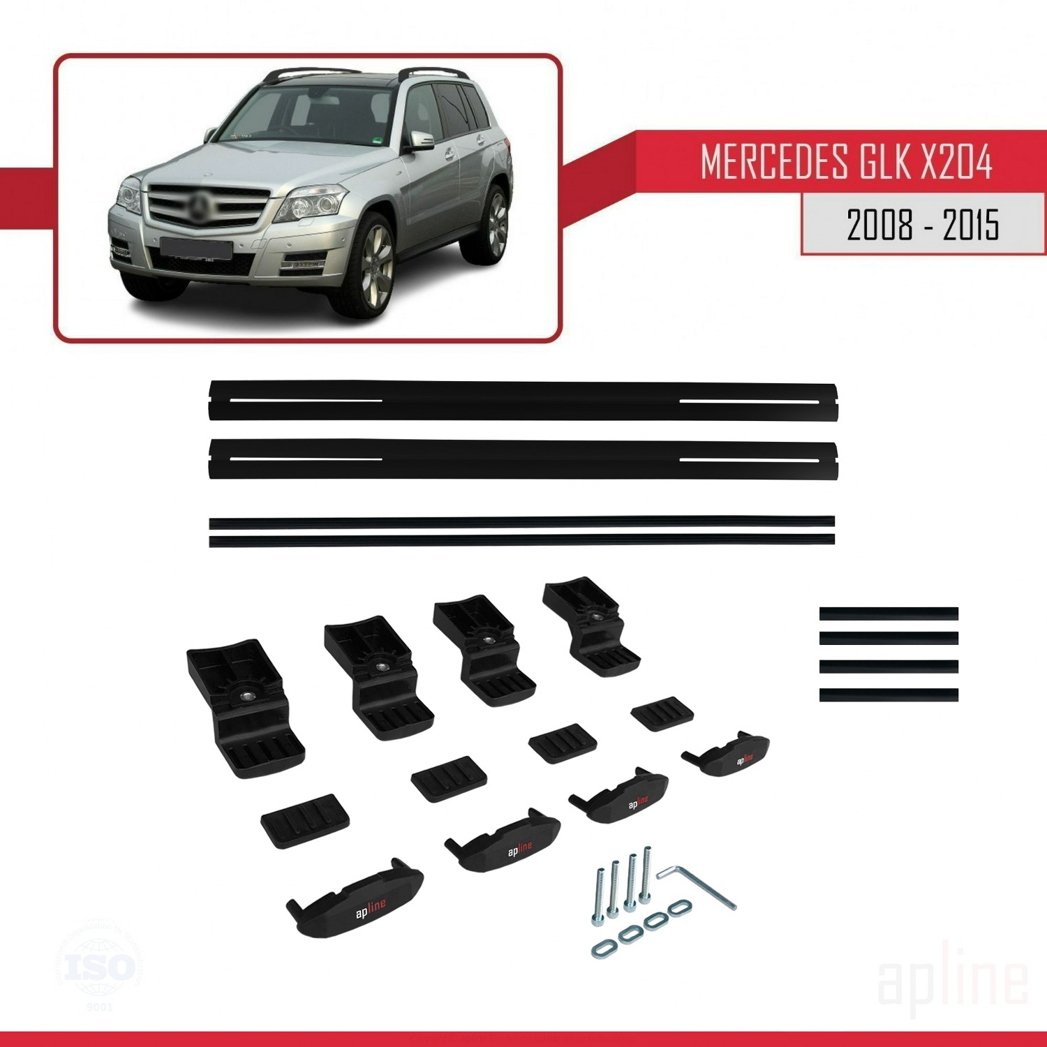 Mercedes GLK Class (X204) 2008-2015 Arası ile Uyumlu BASIC Model Ara Atkı Tavan Barı Siyah 2 Adet - Görsel 6