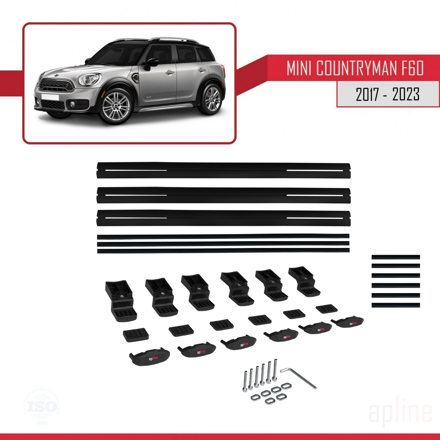 Mini Countryman 2 (F60) 2017-2023 Arası ile Uyumlu BASIC Model Ara Atkı Tavan Barı Siyah 3 Adet - Görsel 6