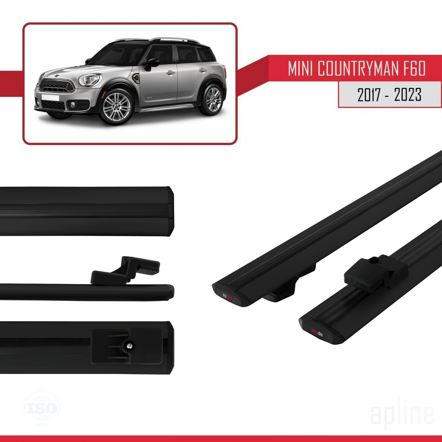 Mini Countryman 2 (F60) 2017-2023 Arası ile Uyumlu BASIC Model Ara Atkı Tavan Barı Siyah 2 Adet - Görsel 3