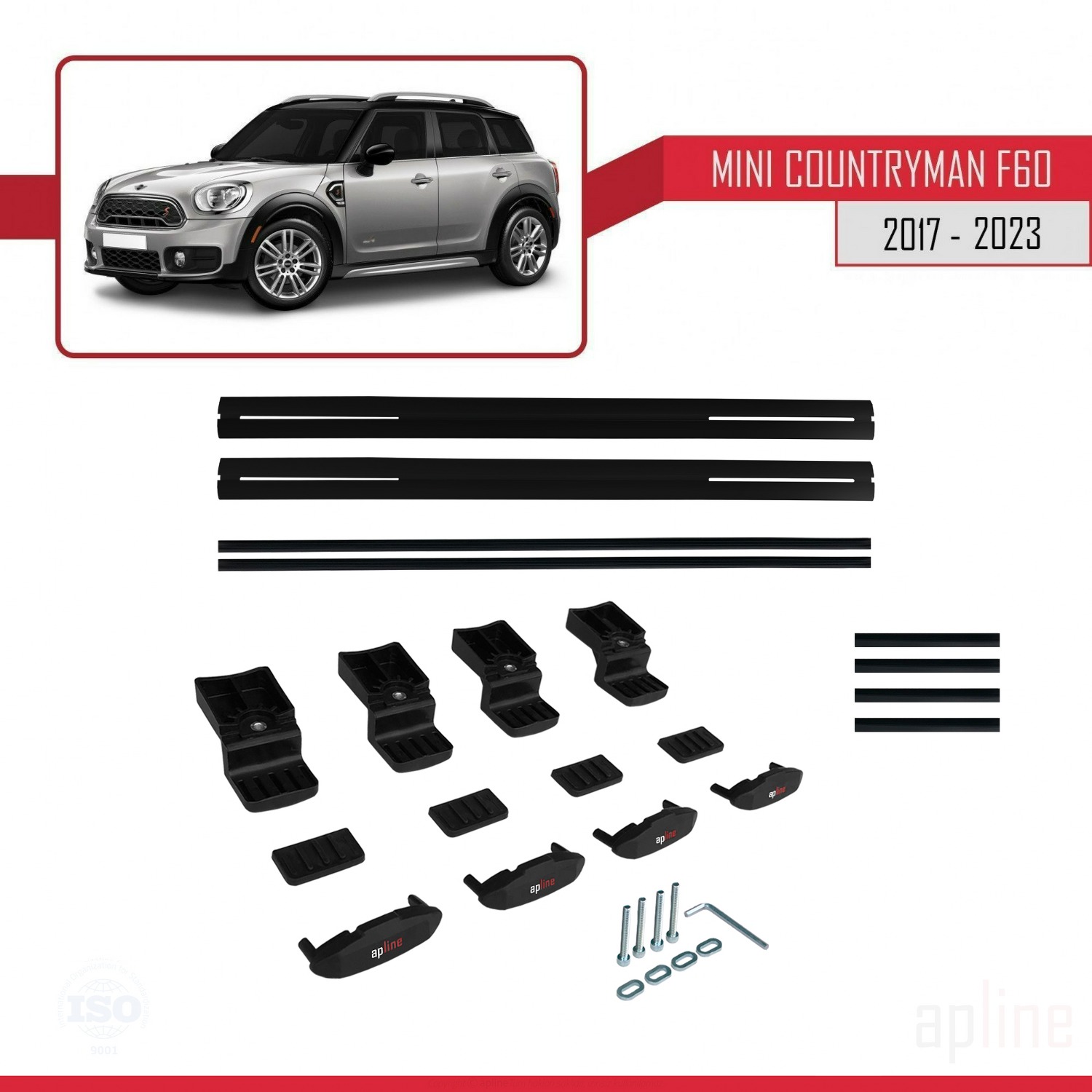 Mini Countryman 2 (F60) 2017-2023 Arası ile Uyumlu BASIC Model Ara Atkı Tavan Barı Siyah 2 Adet - Görsel 6