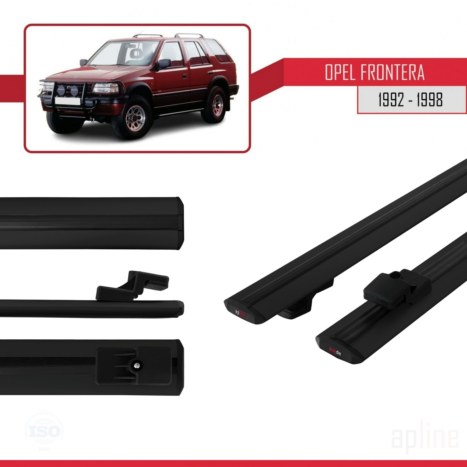 Opel Frontera 1992-1998 Arası ile Uyumlu BASIC Model Ara Atkı Tavan Barı Siyah 2 Adet - Görsel 3