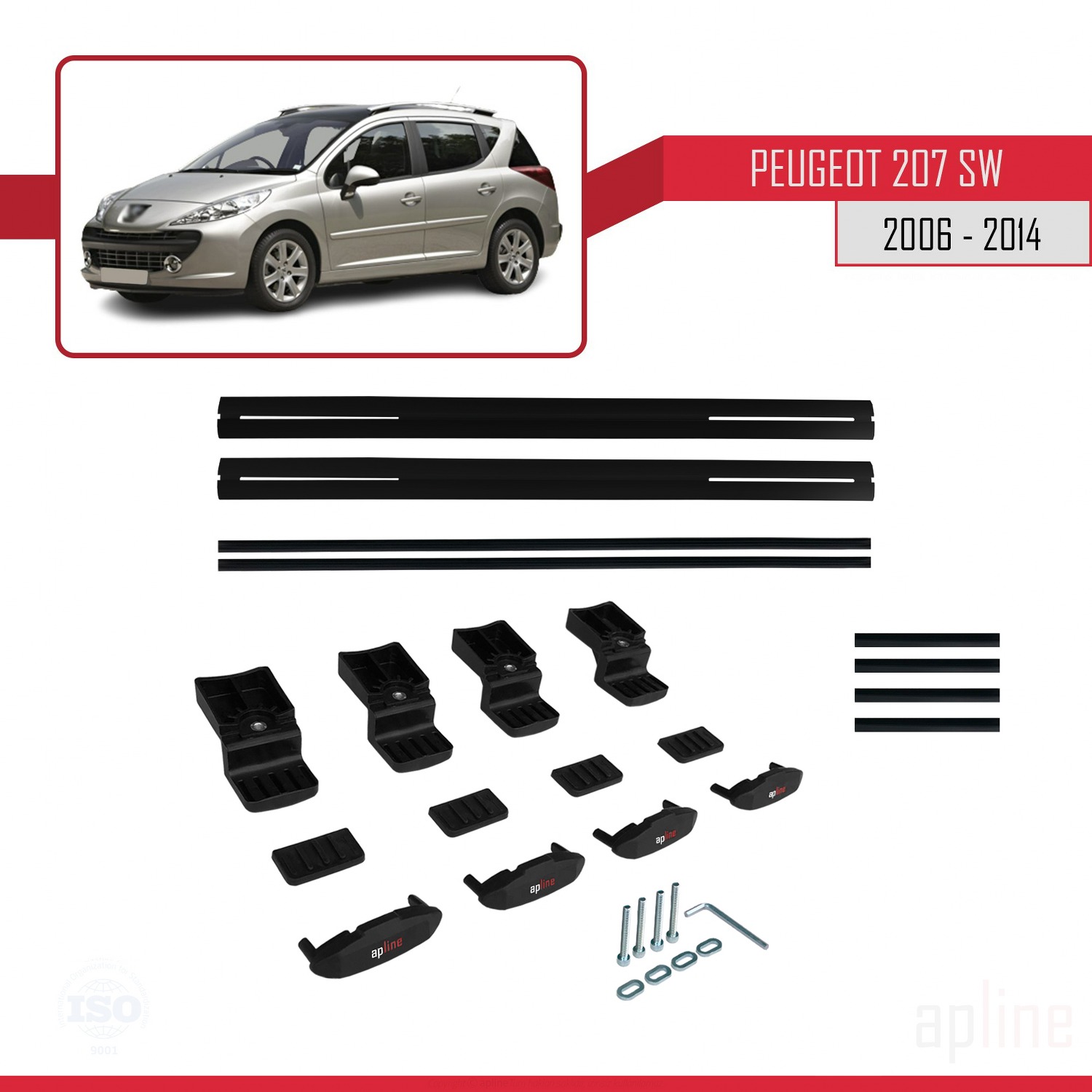 Peugeot 207 SW 2006-2014 Arası ile Uyumlu BASIC Model Ara Atkı Tavan Barı Siyah 2 Adet - Görsel 6