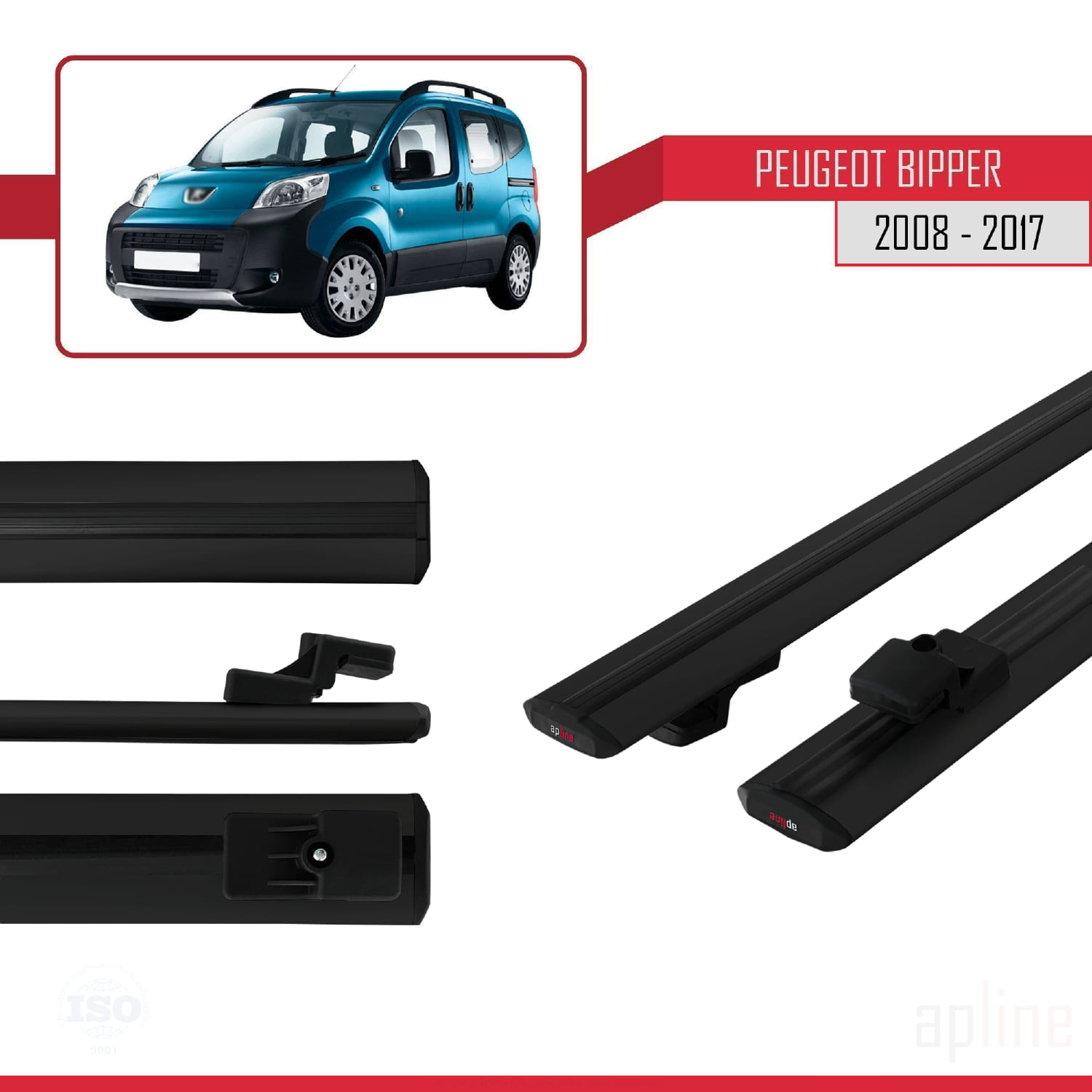 Peugeot Bipper 2008-2017 Arası ile Uyumlu BASIC Model Ara Atkı Tavan Barı Siyah 2 Adet - Görsel 3