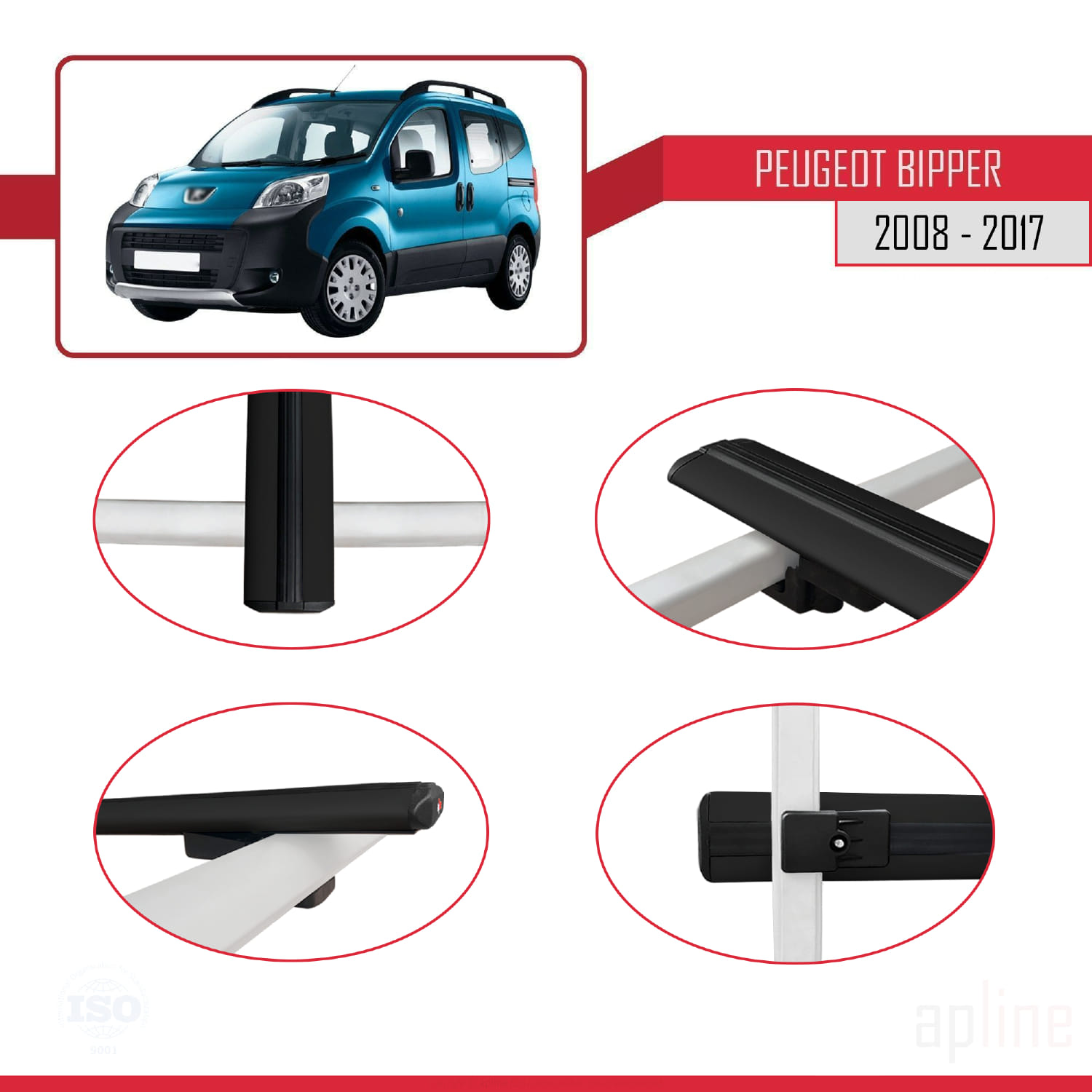 Peugeot Bipper 2008-2017 Arası ile Uyumlu BASIC Model Ara Atkı Tavan Barı Siyah 2 Adet - Görsel 4