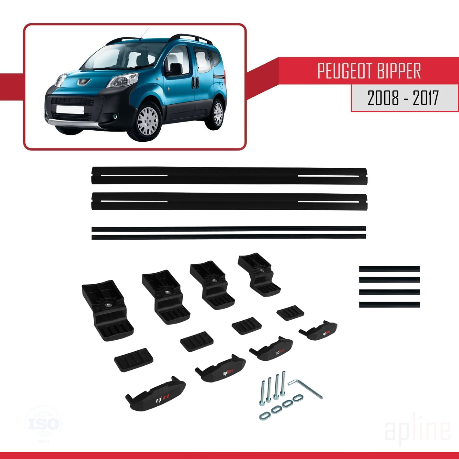 Peugeot Bipper 2008-2017 Arası ile Uyumlu BASIC Model Ara Atkı Tavan Barı Siyah 2 Adet - Görsel 6