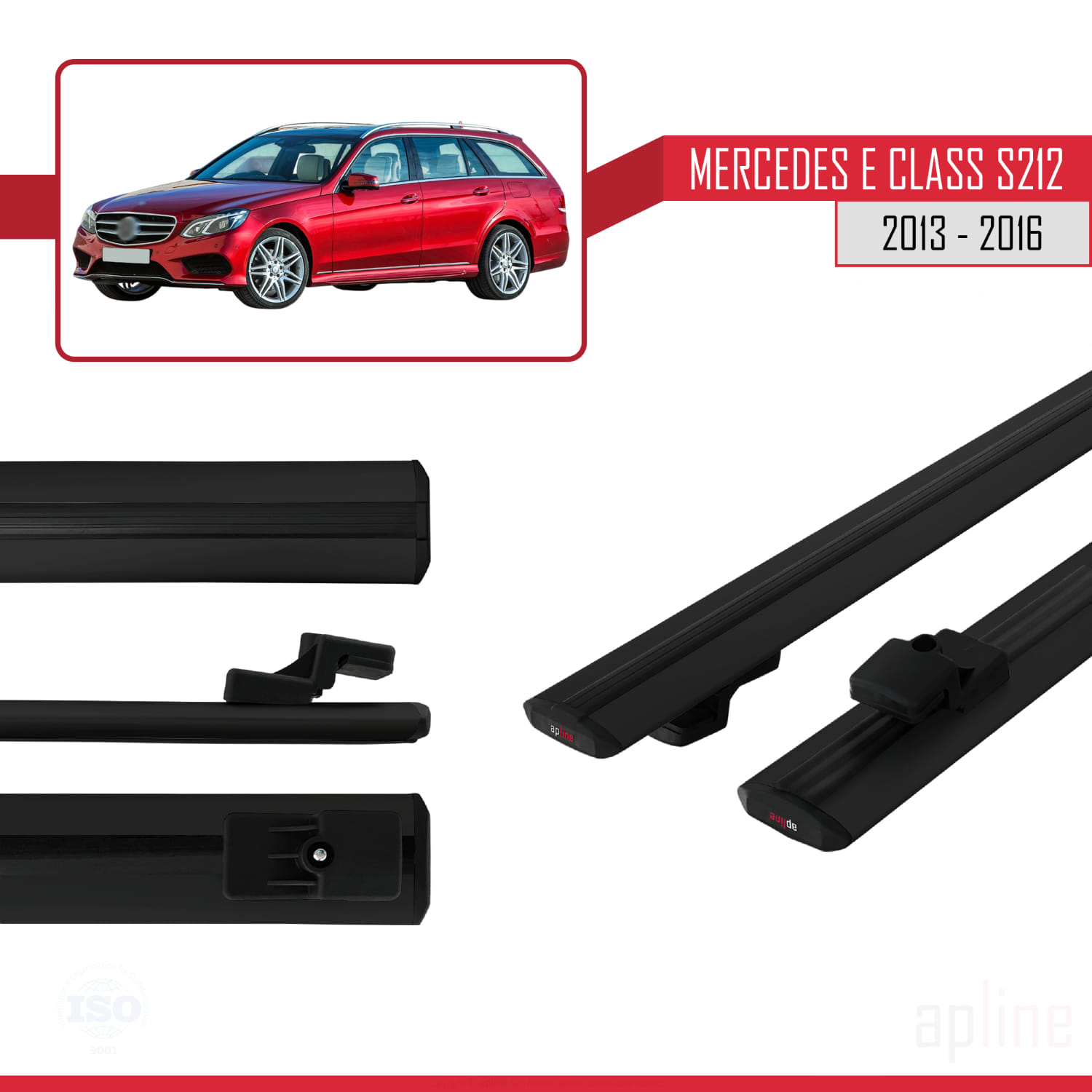 Mercedes E Class S212 2013-2016 Arası ile Uyumlu BASIC Model Ara Atkı Tavan Barı Siyah 2 Adet - Görsel 3
