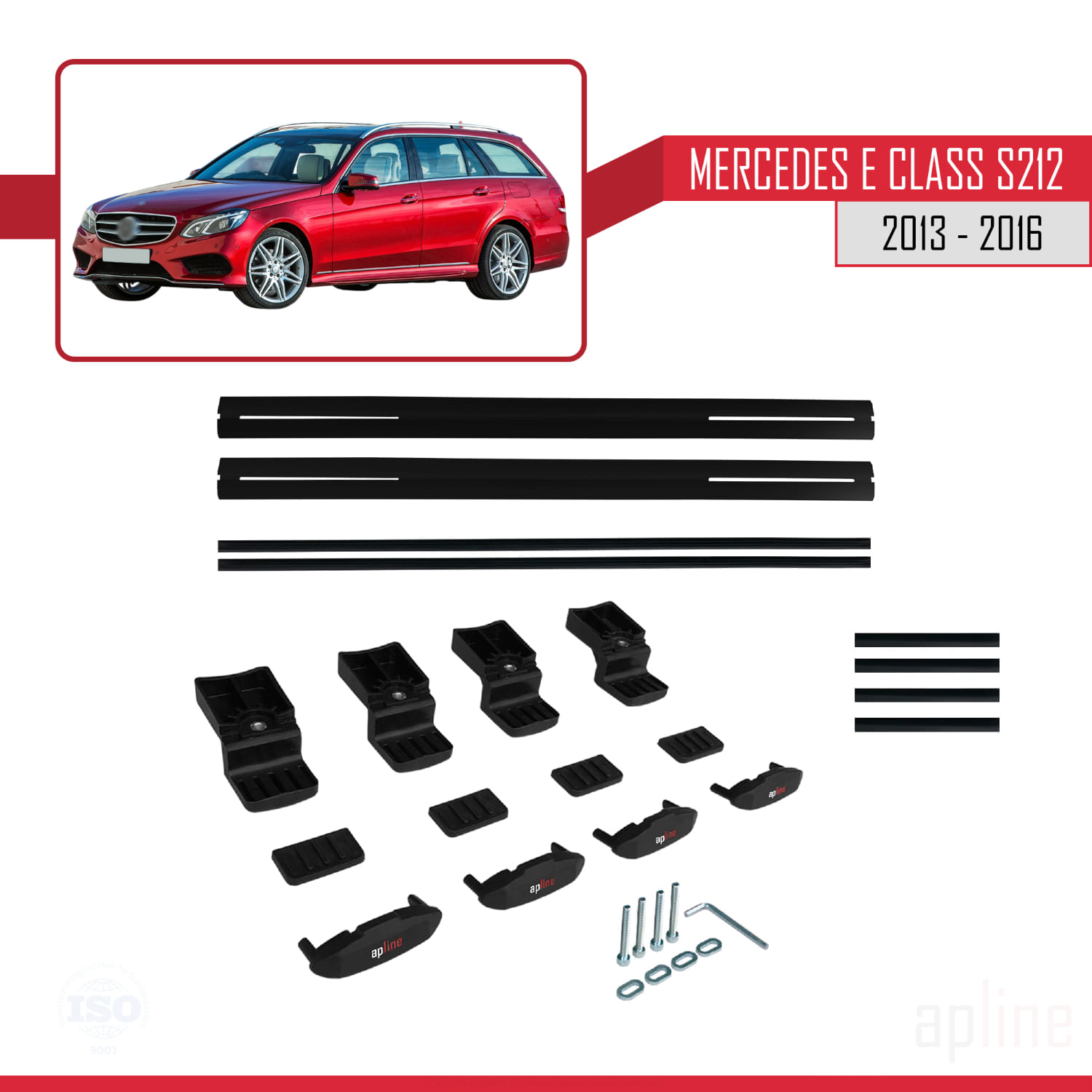 Mercedes E Class S212 2013-2016 Arası ile Uyumlu BASIC Model Ara Atkı Tavan Barı Siyah 2 Adet - Görsel 6