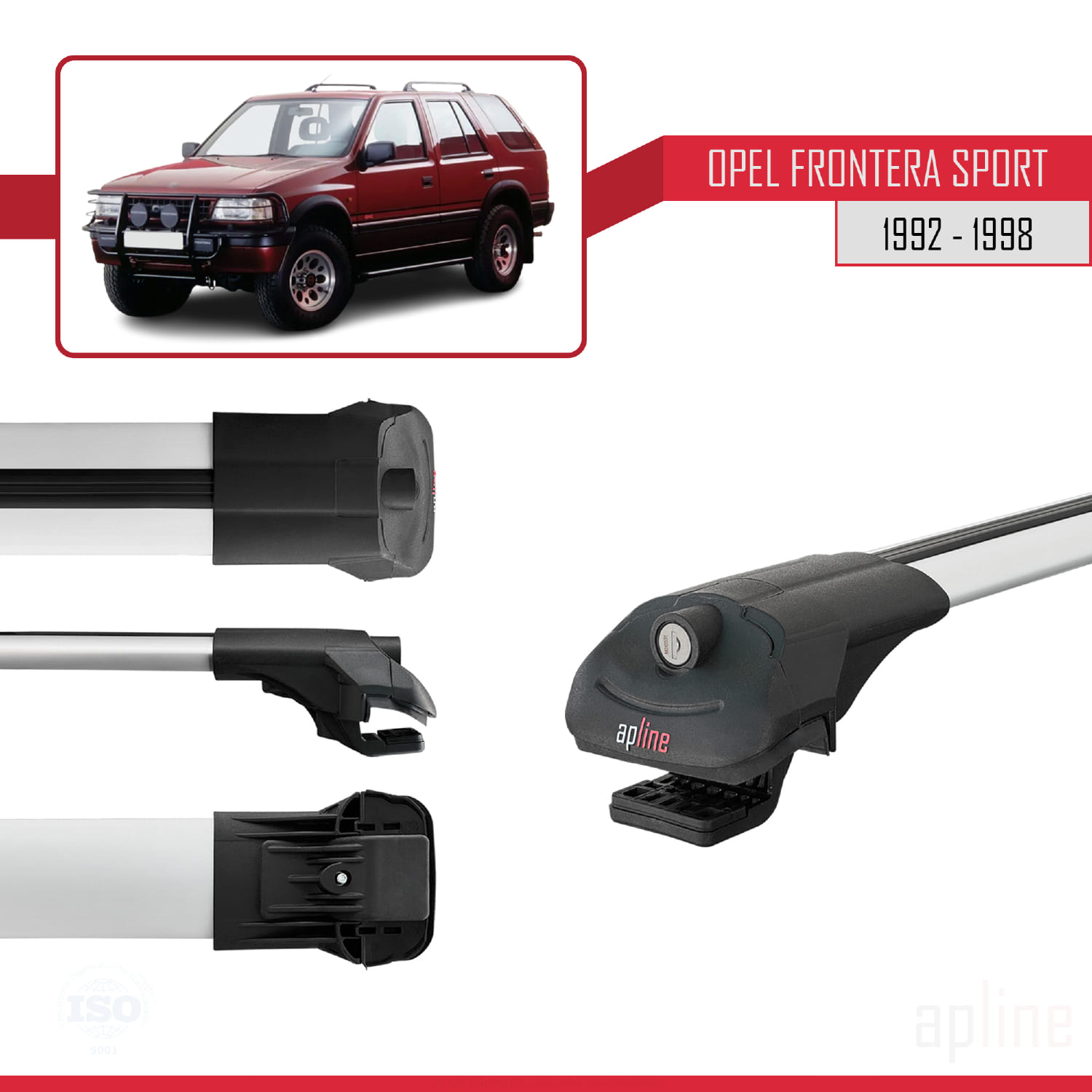 Opel Frontera Sport 1992-1998 Arası ile Uyumlu ACE-1 Model Ara Atkı Tavan Barı Gri 3 Adet - Görsel 3