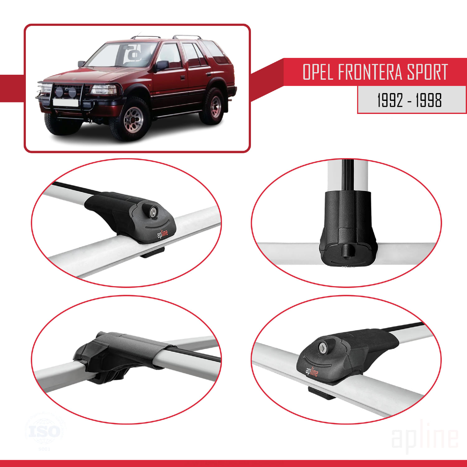 Opel Frontera Sport 1992-1998 Arası ile Uyumlu ACE-1 Model Ara Atkı Tavan Barı Gri 3 Adet - Görsel 4