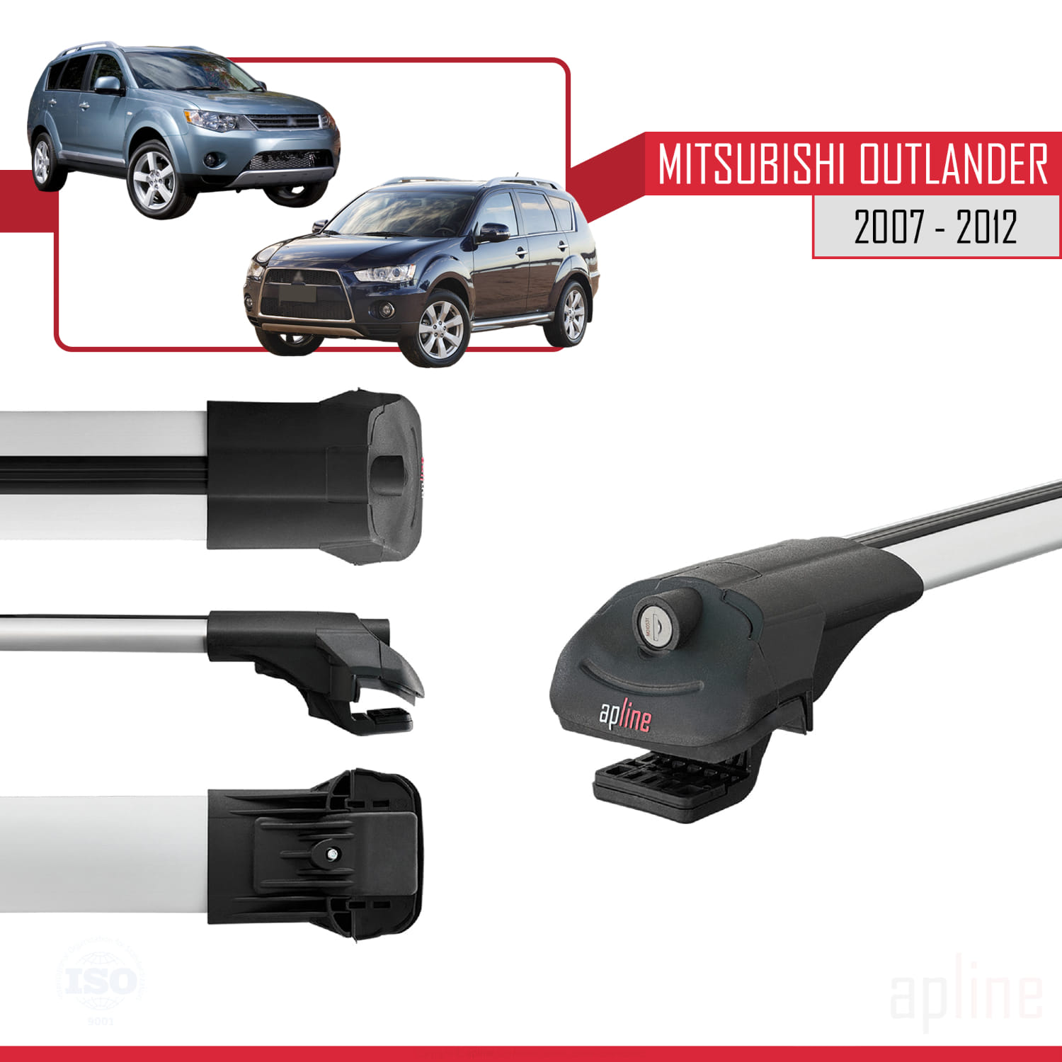 Mitsubishi Outlander 2 (CW) 2006-2013 Arası ile Uyumlu ACE-1 Model Ara Atkı Tavan Barı Gri 3 Adet - Görsel 3