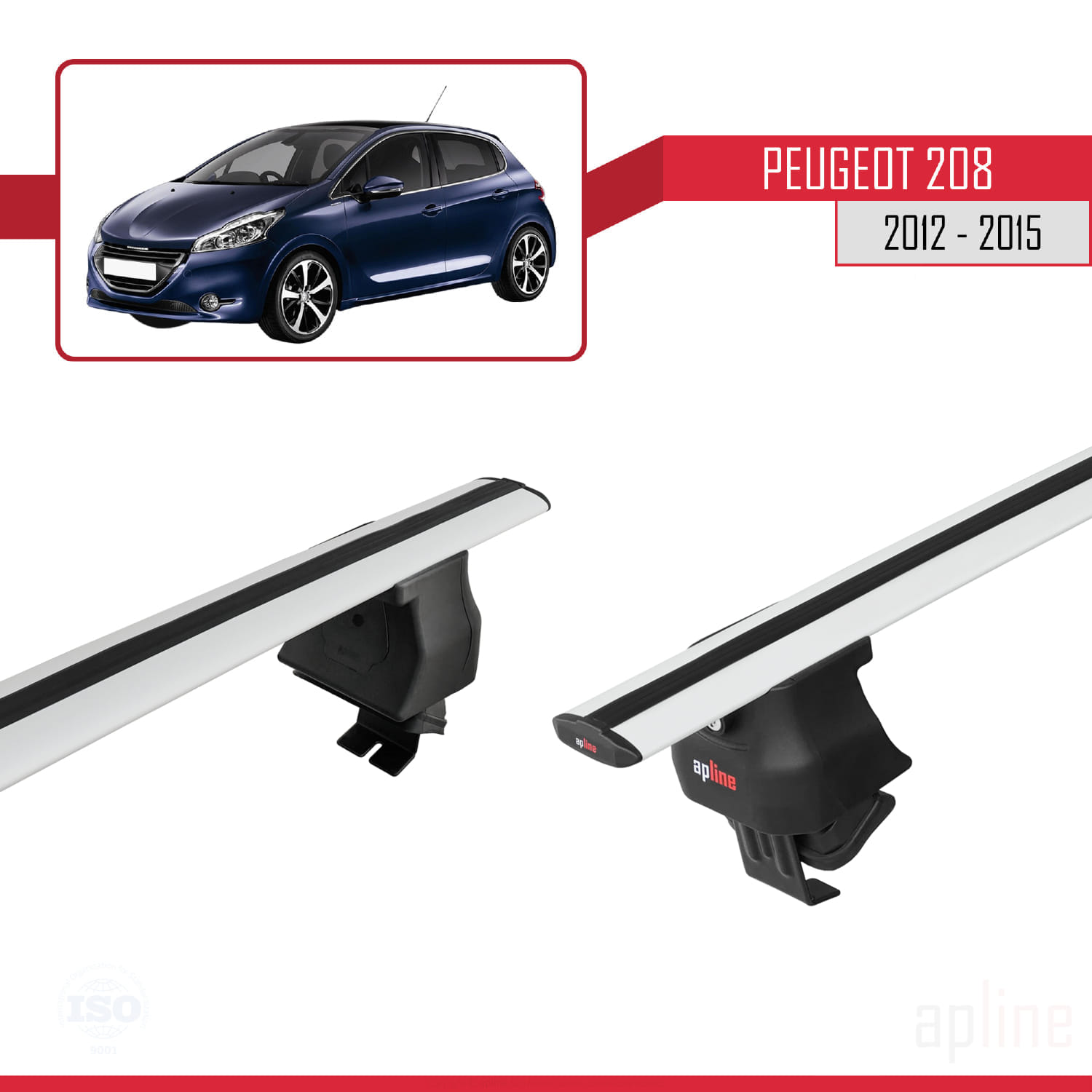 Peugeot 208 (A9) Pre-Facelift 2012-2015 Arası ile Uyumlu ACE-4 Ara Atkı Tavan Barı Gri 2 Adet - Görsel 4