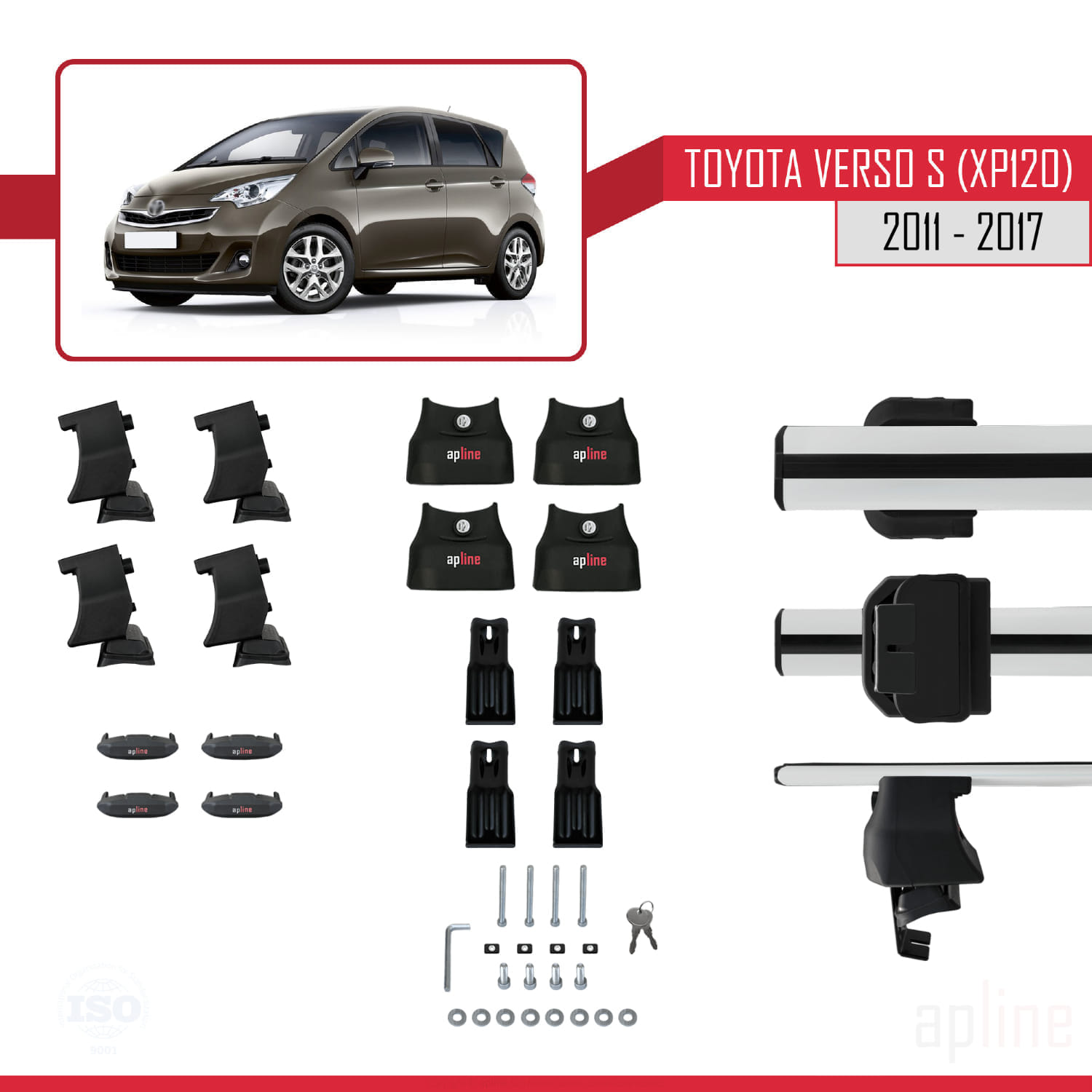 Toyota Verso S (XP120) 2011-2017 Arası ile Uyumlu ACE-4 Ara Atkı Tavan Barı Gri 2 Adet - Görsel 5