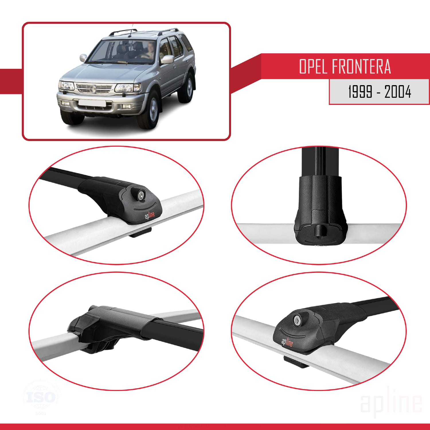 Opel Frontera 2 1999-2004 Arası ile Uyumlu ACE-1 Model Ara Atkı Tavan Barı Siyah 3 Adet - Görsel 4
